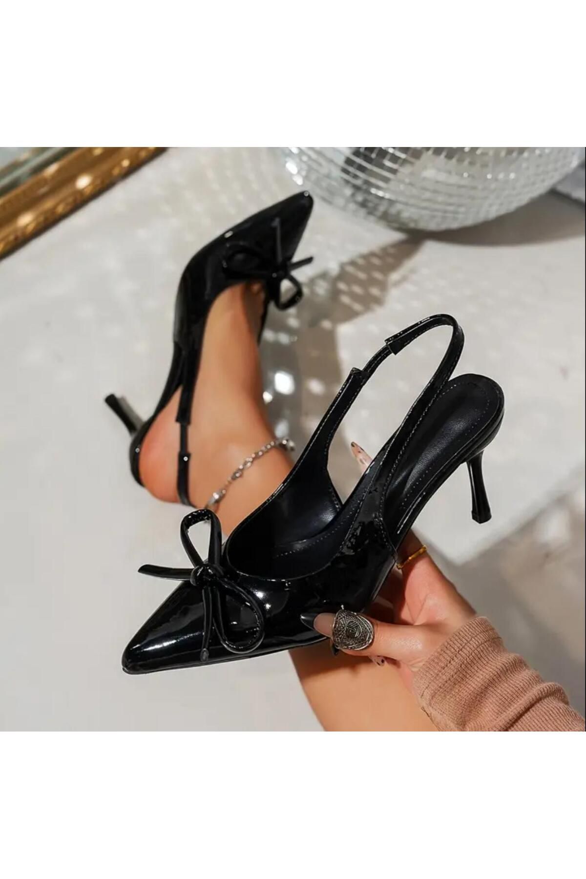 mka mikana-Pointed Toe Bow Detailed Stiletto- 1