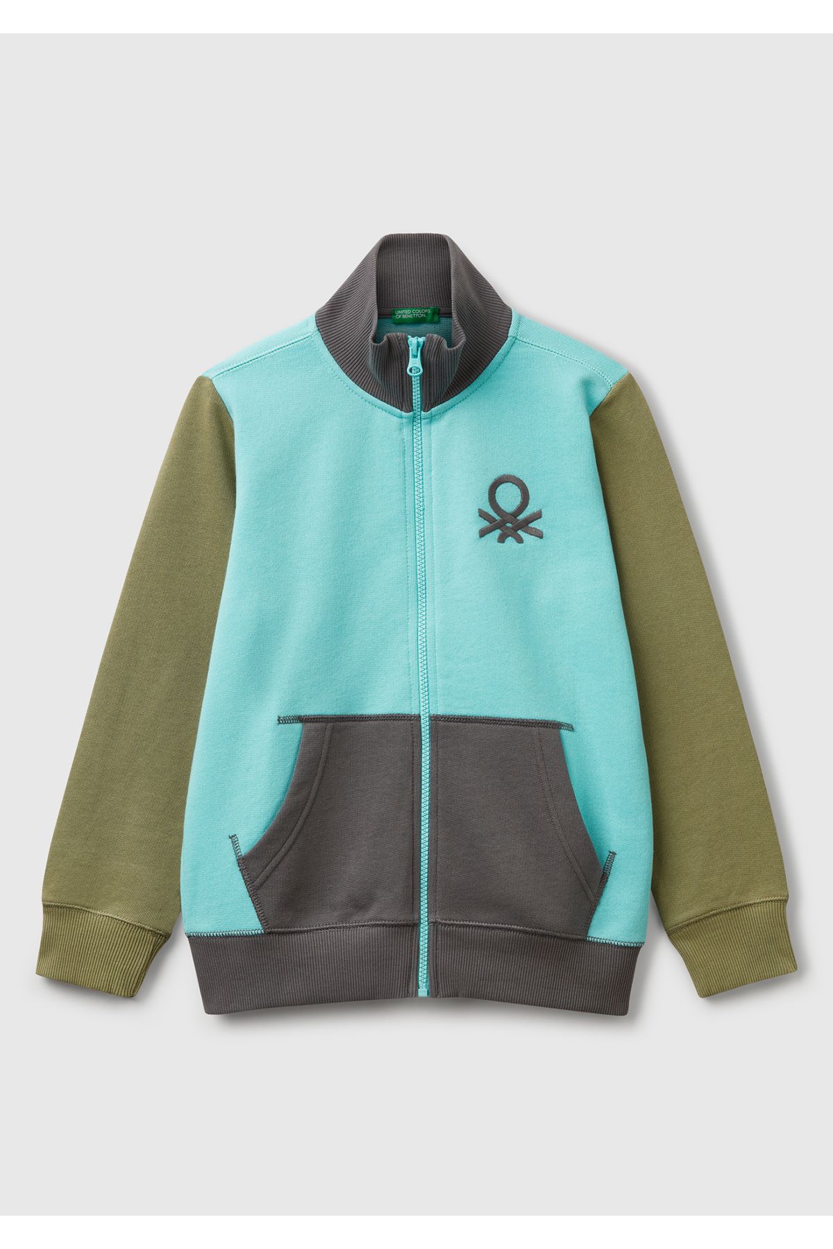 United Colors of Benetton-Boy's Turquoise Mix Logo Sweatshirt 1