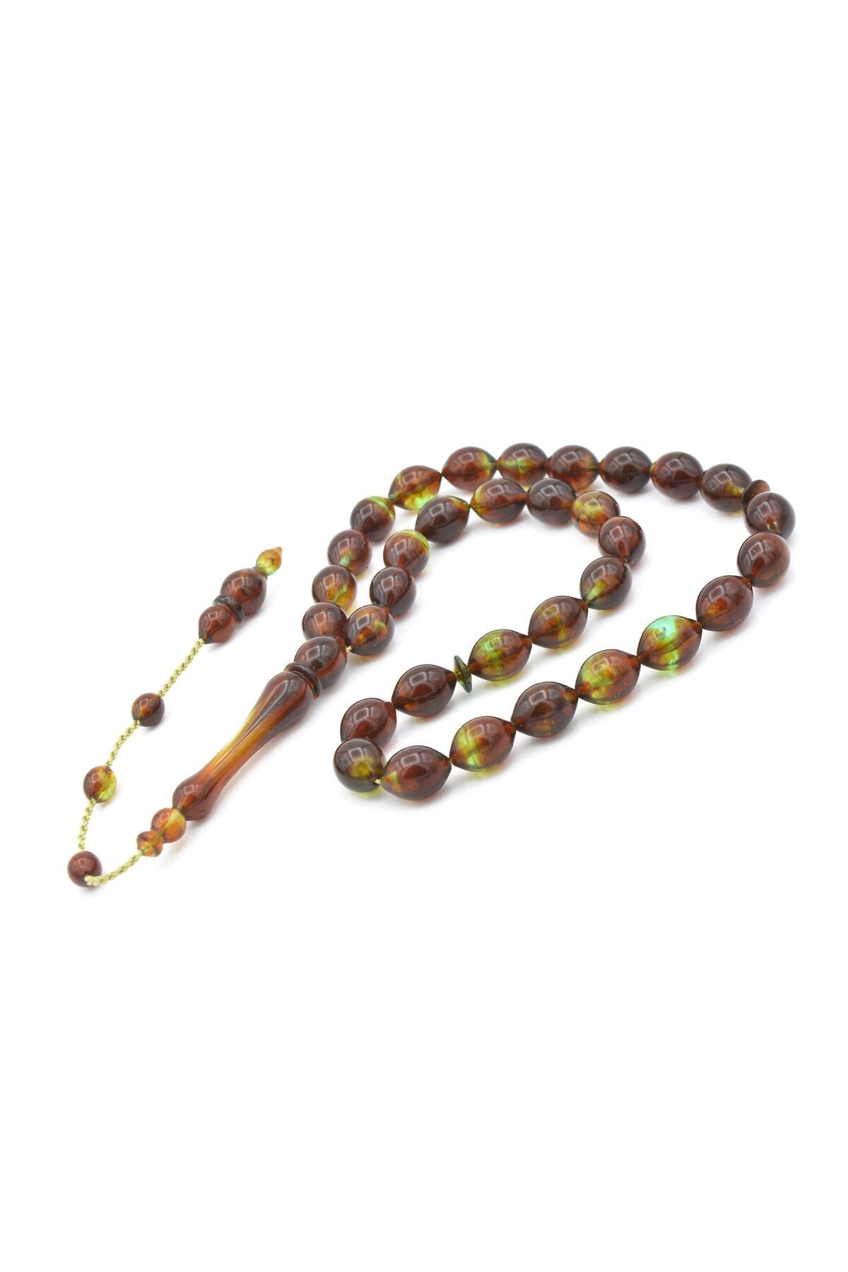 Murty99-Systemed Beyzi Cut Brown Green Powder Press Amber Prayer Beads 4