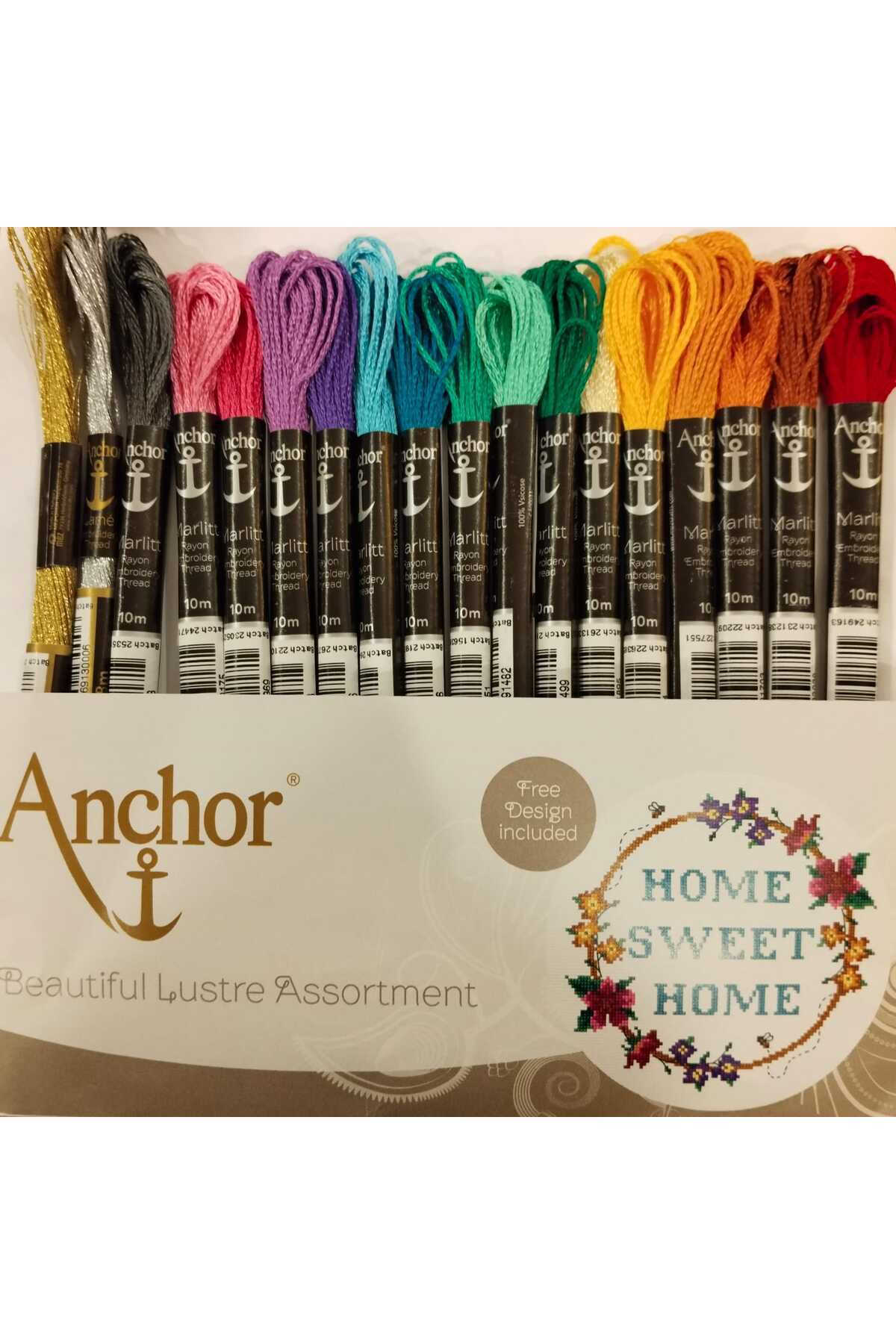 Anchor-Marlitt 18Pcs Bright Muline Cross-Stitch Etamine Embroidery Floss Set 4