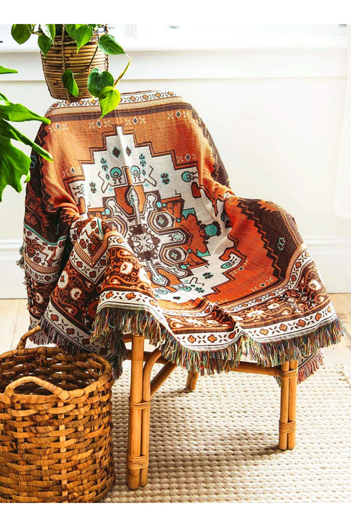 sharpdo-Bohemian Style Knitted Fringed Blanket Decoration Soft and Comfortable Fabric Printing Texture 1