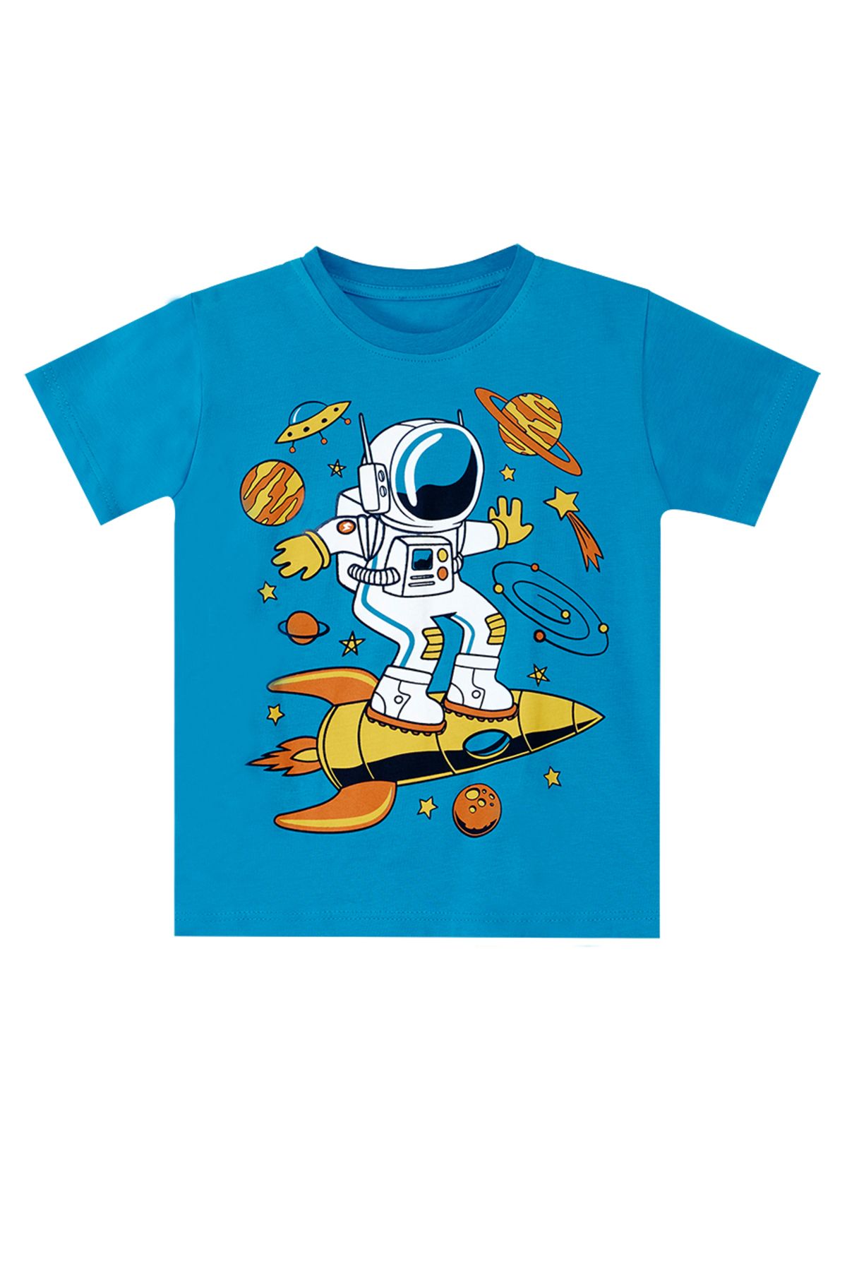 MSHB&G-Marineblaues Astronauten-Sommer-T-Shirt und Capri-Shorts-Set für Jungen 5