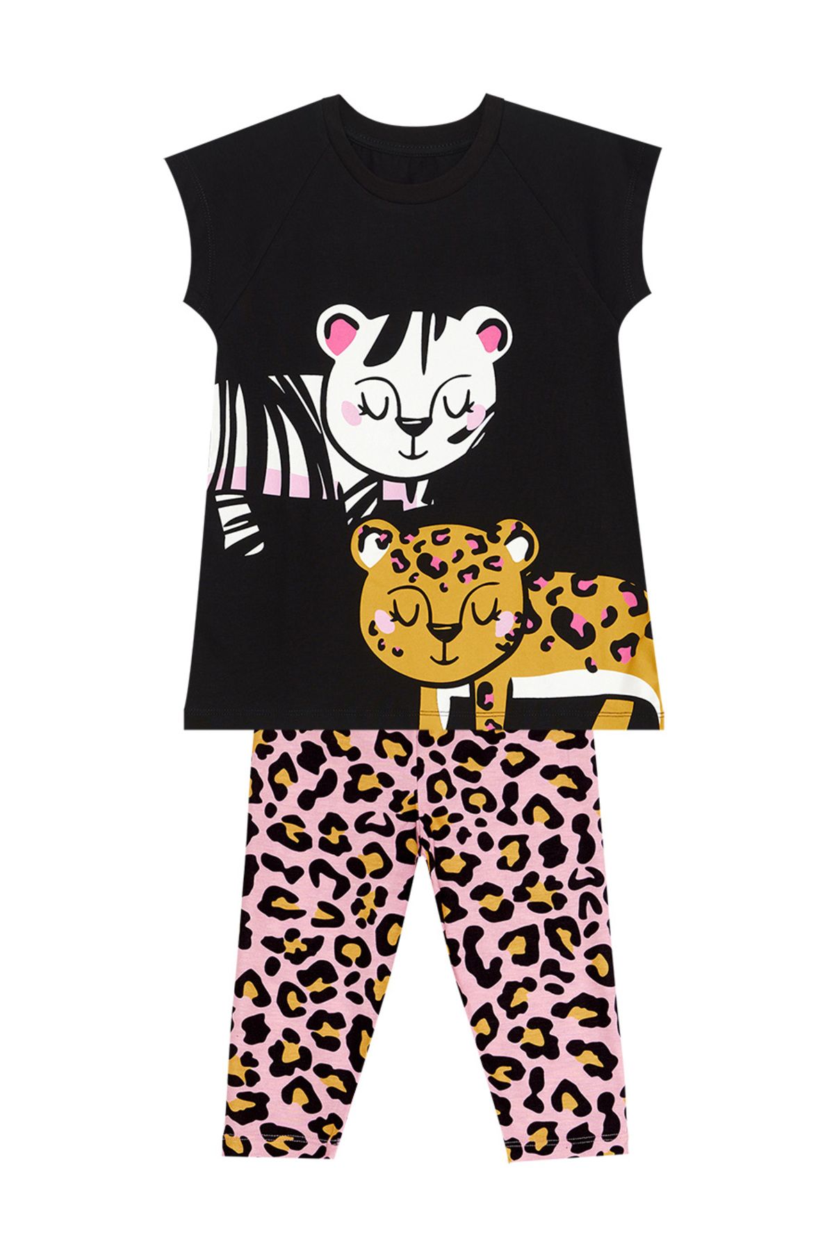 MSHB&G-Sommer-Set aus Tunika, T-Shirt und Leggings mit Leoparden- und Zebra-Print für Mädchen 3