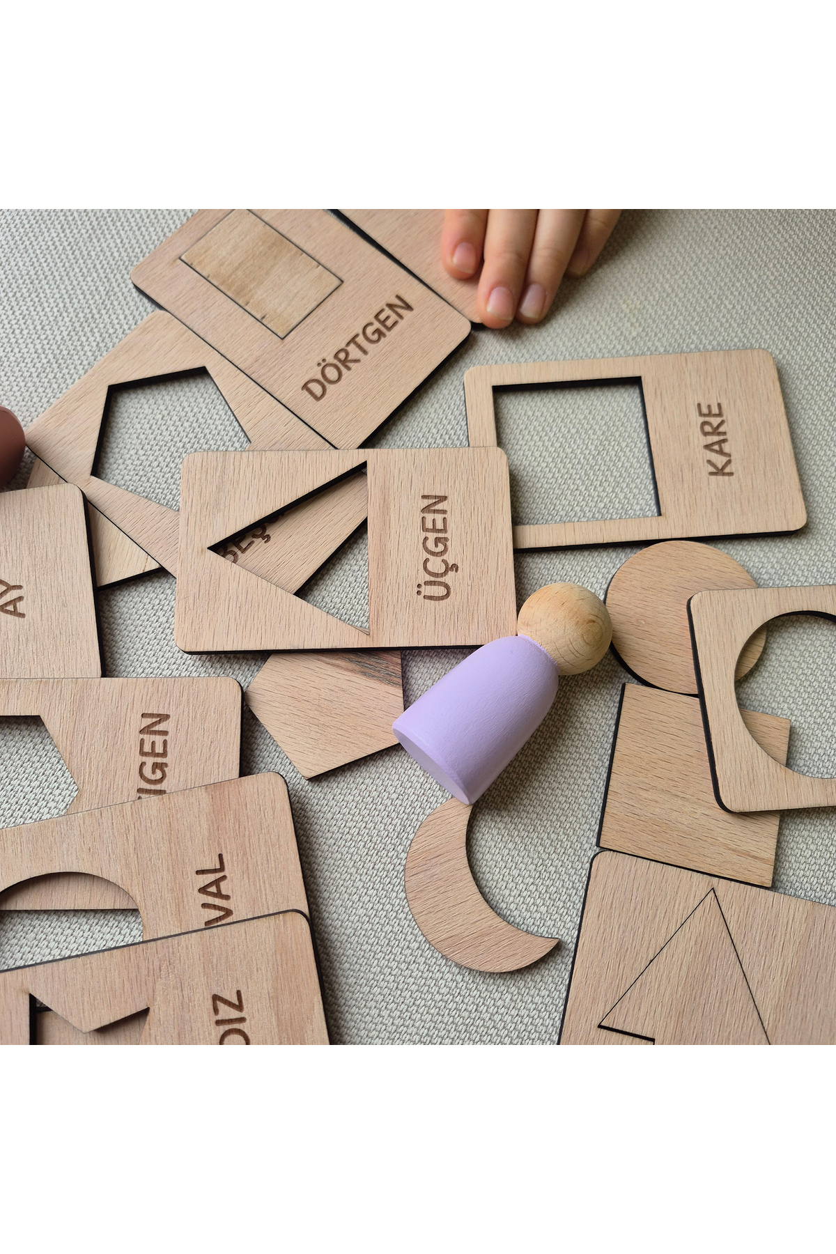 NewEastern-Wooden Montessori Learning Cards, Line Work and Matching, Geometric Shapes, Set of 12 5