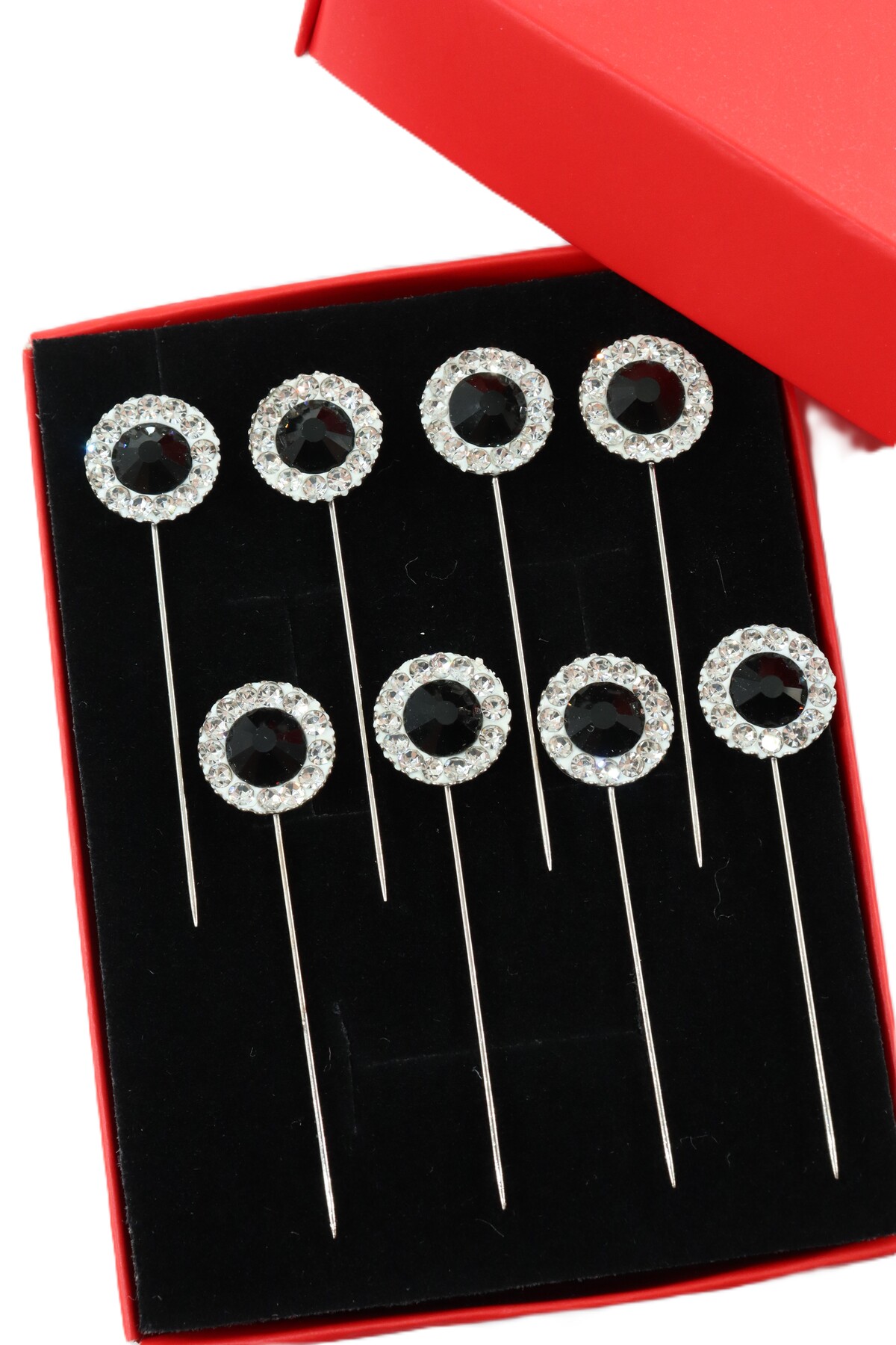 8-piece Oval black gemstone scarf needle. Shawl needle. Turban needle. Needle for headscarf. Needle for scarf and shawl.