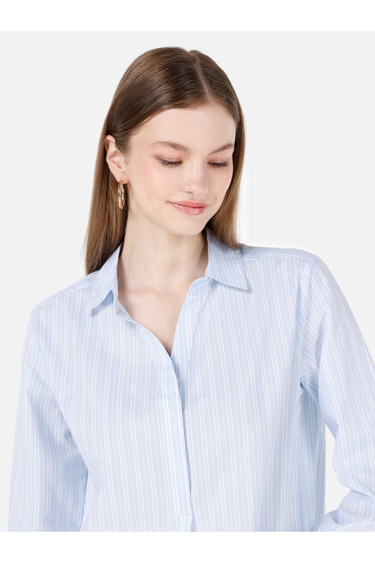 Colin's-Blue Women's Blouse - Regular Fit, Shirt Collar, U.Sleeve 4