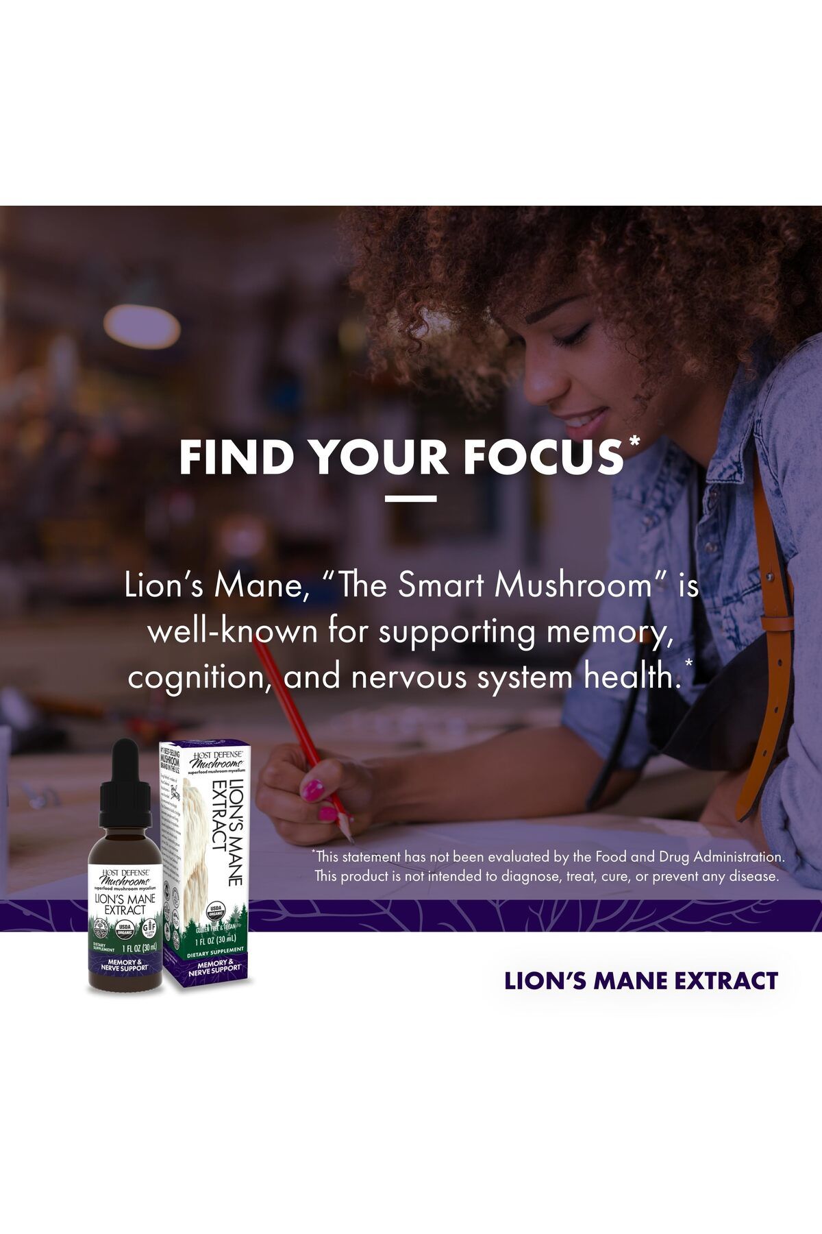 Host Defense-Lion's Mane Extract - Brain Health, Focus & Memory Support - 1 fl oz (30 Servings) 3