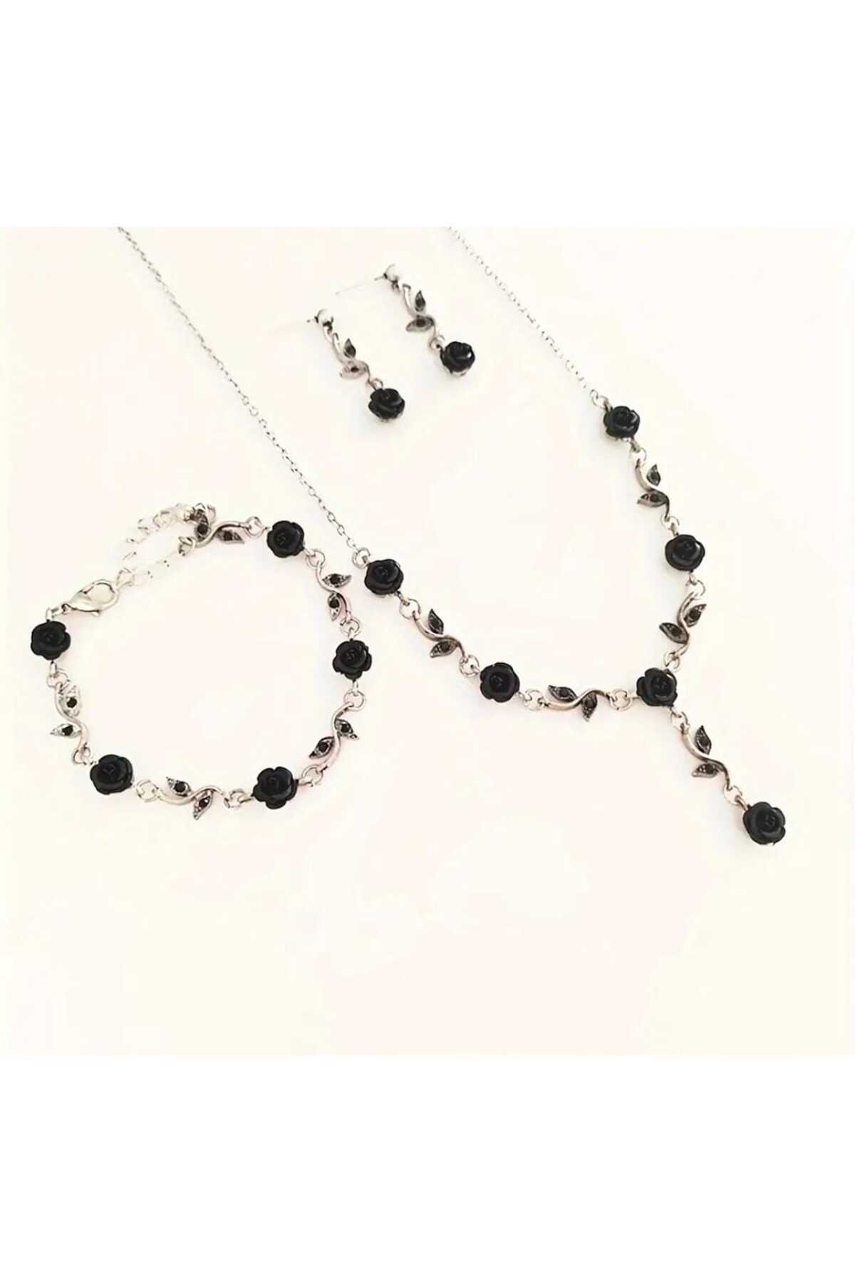 Rose Gold Plated Crystal Gemstone Necklace Earring Bracelet Set Gift Set Valentine Gift Mother Gift