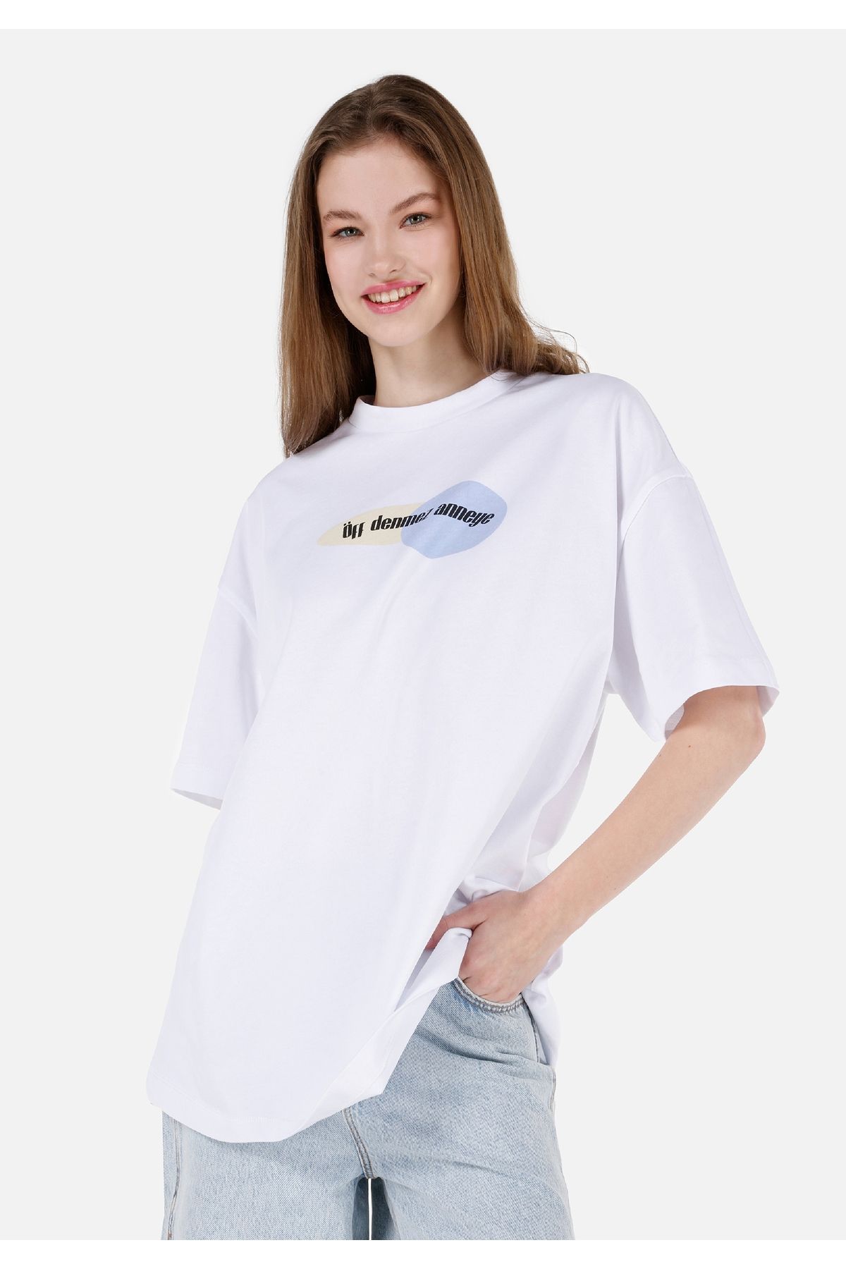 Colin's-Tricou cu slogan alb unisex Lilseb 1