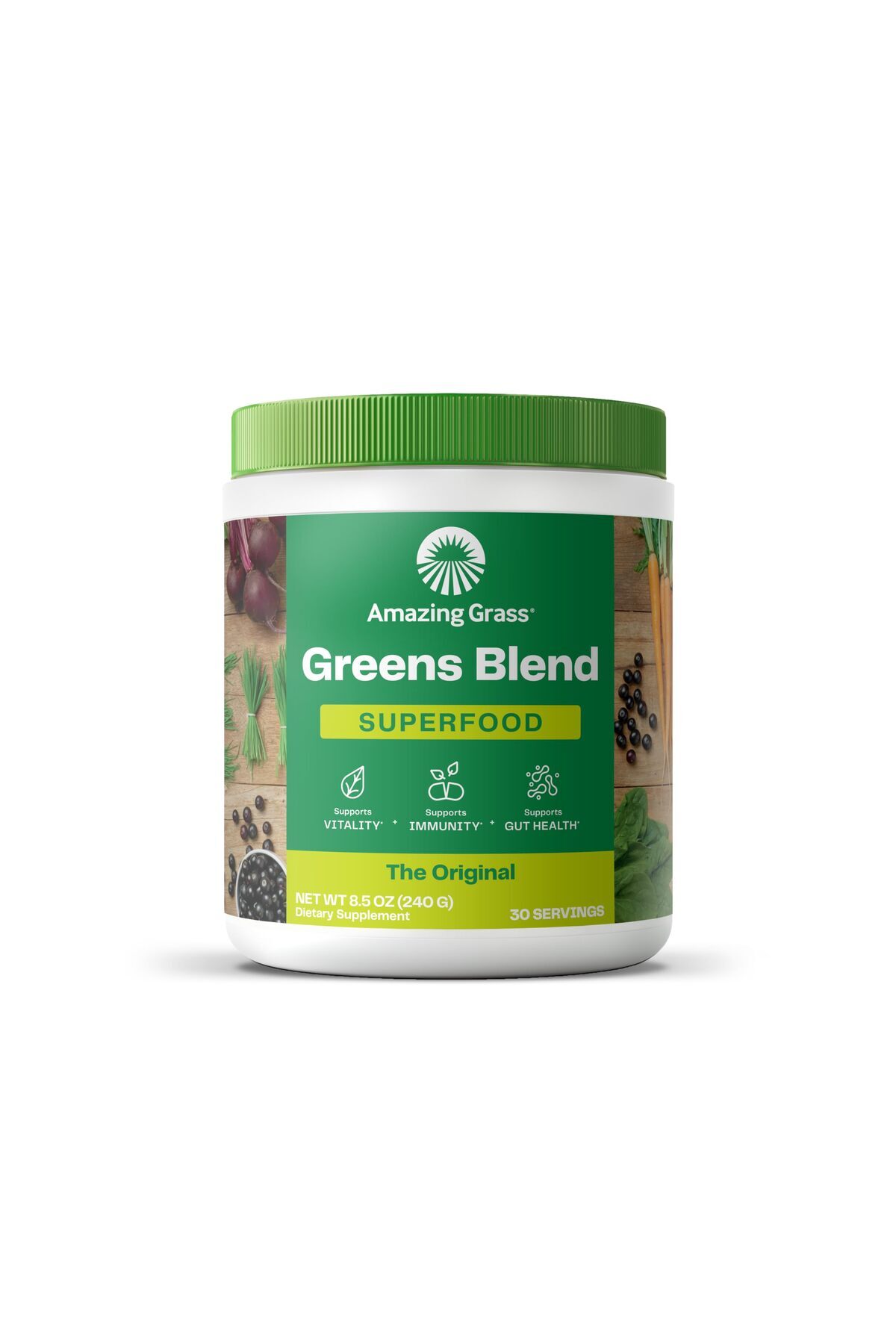 Amazing Grass-Greens Blend Powder: Organic Spirulina, Chlorella, Beet Root, Enzymes, Probiotics, 30 Servings 1