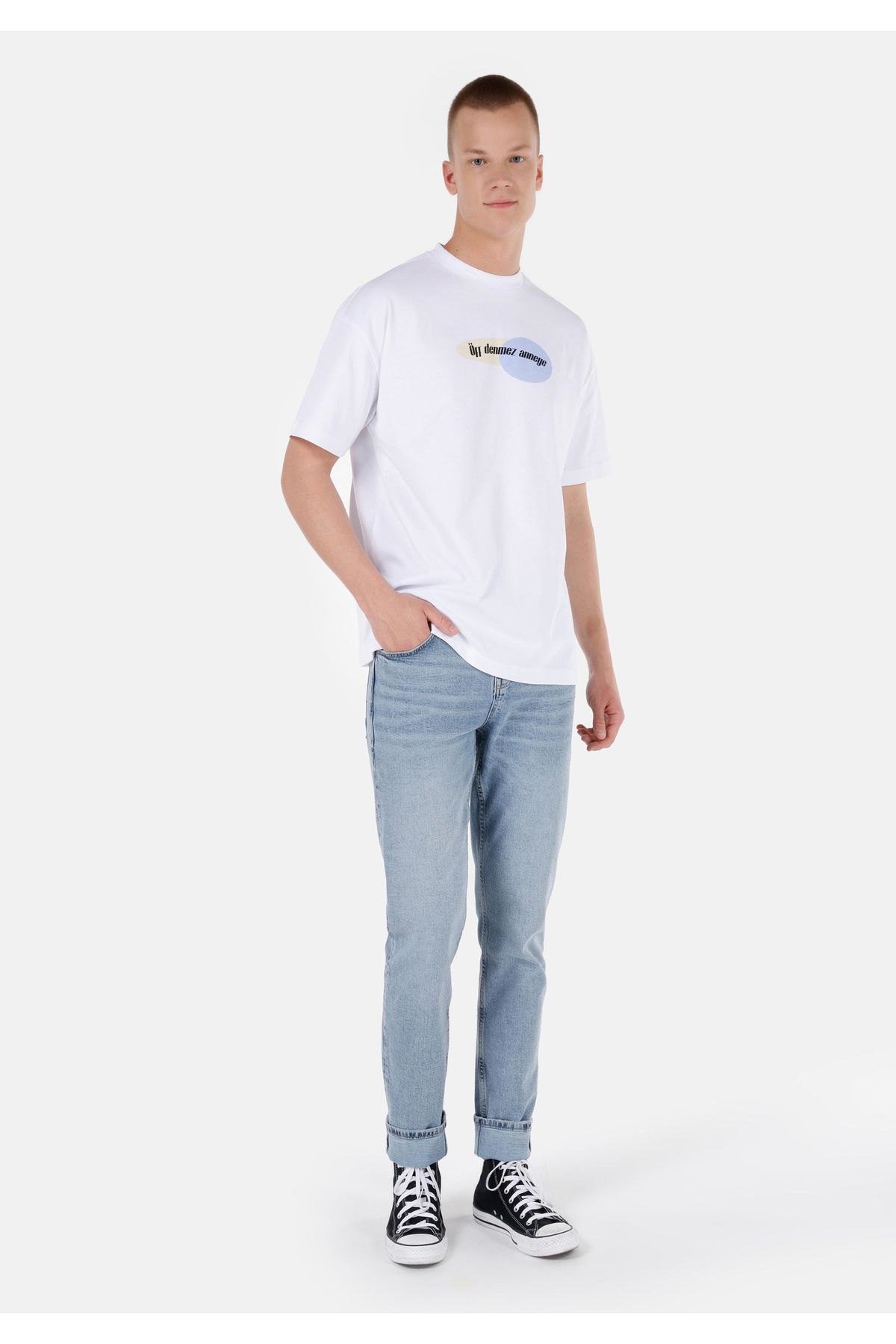 Colin's-Tricou cu slogan alb unisex Lilseb 7