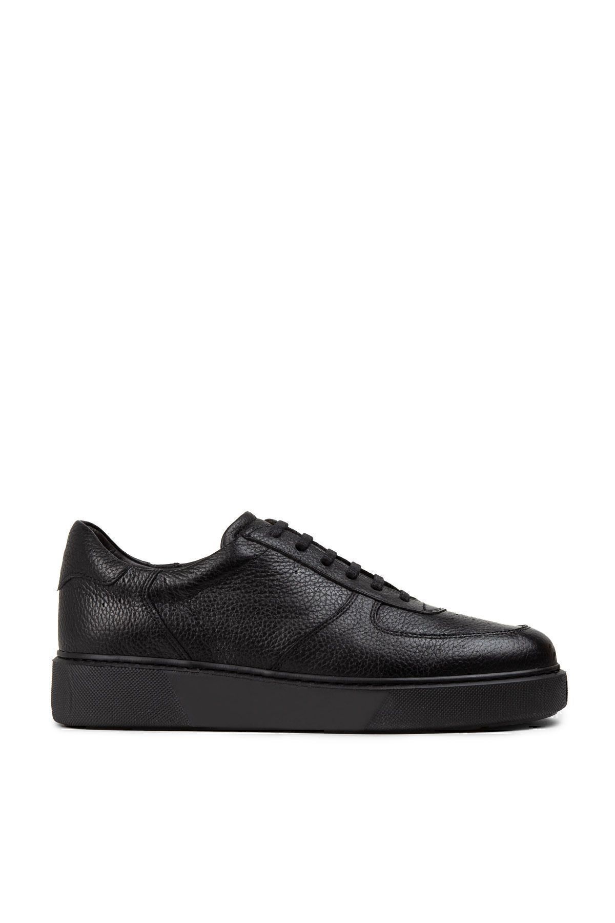 Deery-Genuine Leather Men's Black Sneakers 1