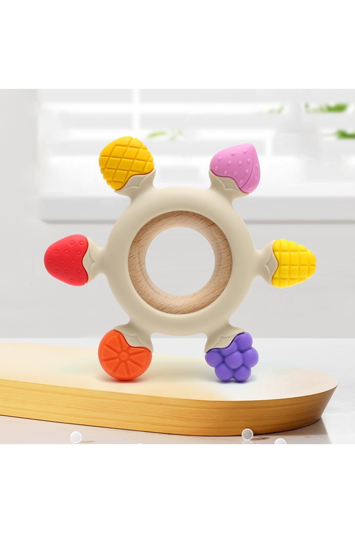 tutobaby Bebek Diş Kaşıyıcı Meyve Şekilli Halka Dümen (BEJ RENK DİŞLİK SİLİKON) fotoğrafı 6 (önizleme)