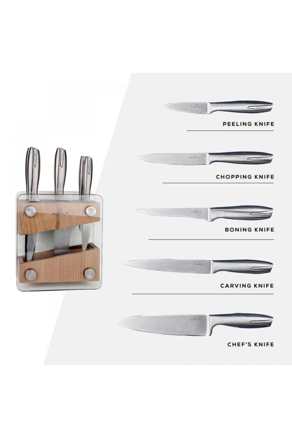 Karaca-Karaca Venüs 6-teiliges Messer-Set im Glassblock 4