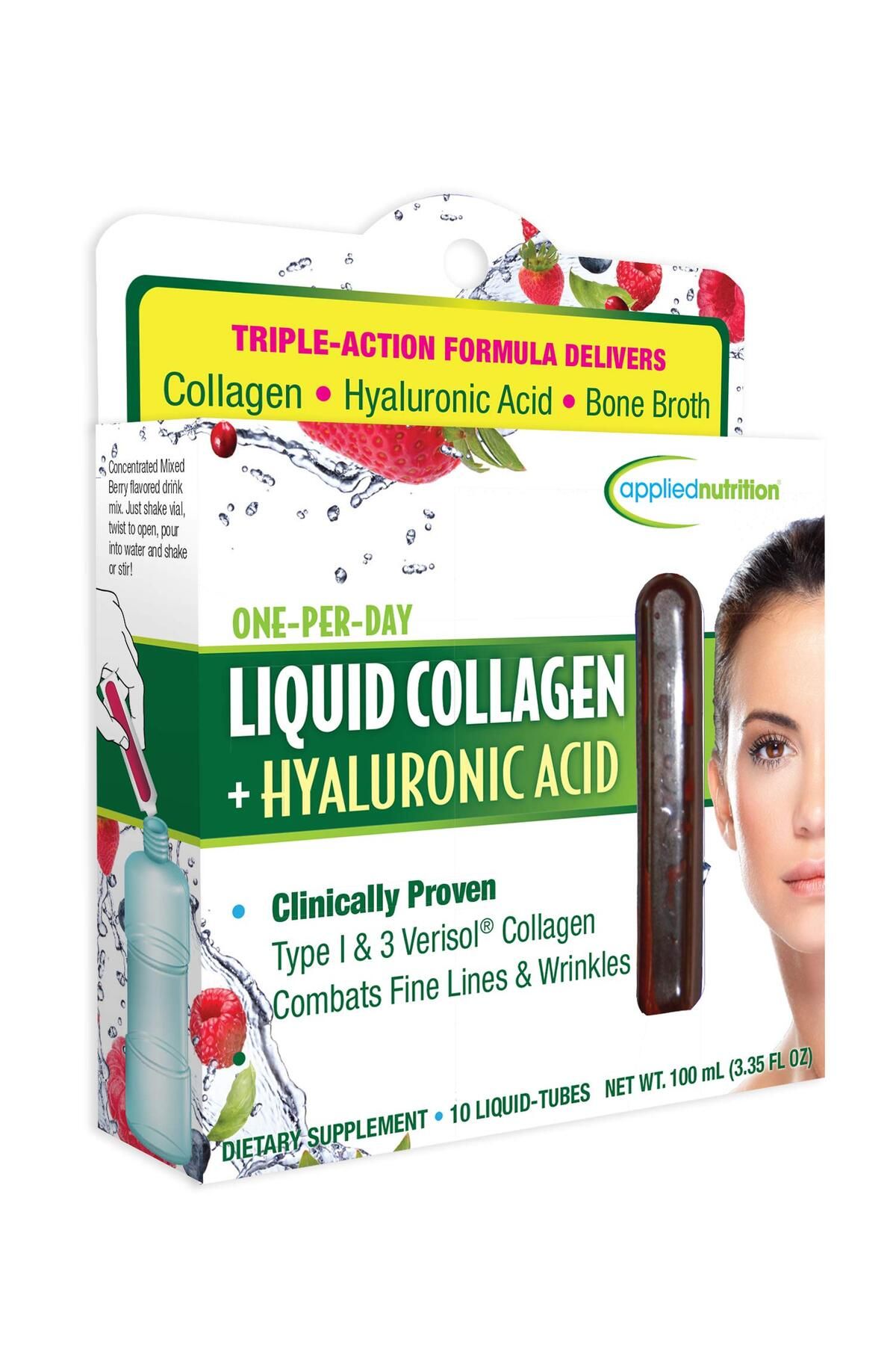 applied nutrition-Liquid Collagen + Hyaluronic Acid (10 Count of 0.36 Fl Oz Tubes), 3.35 fl oz (Pack of 1) 1