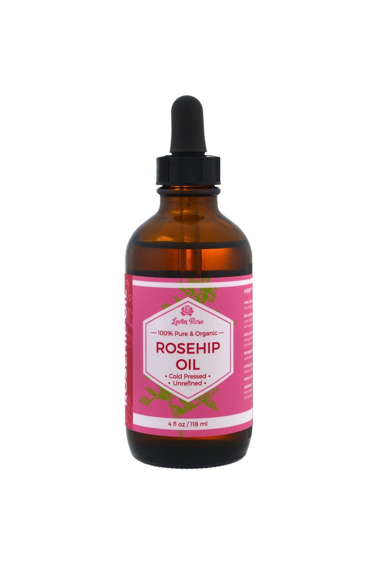 Leven Rose-, 100% Pure & Organic Rosehip Oil, 4 fl oz (118 ml) 1