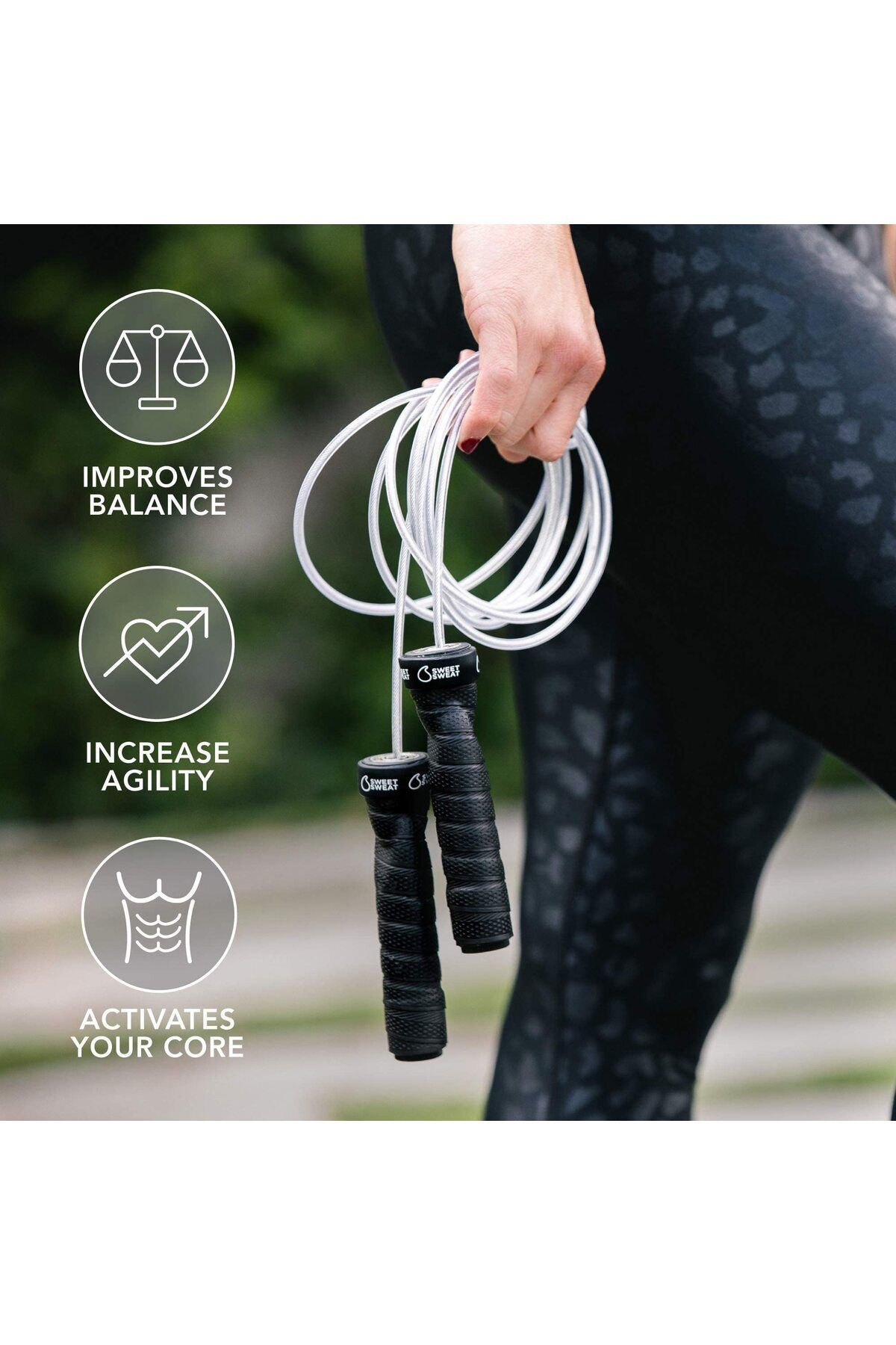 Sports Research-Sweet Sweat Adjustable 10ft Jump Rope for Fitness & Speed Training Mesh Bag & Bonus Rope 4