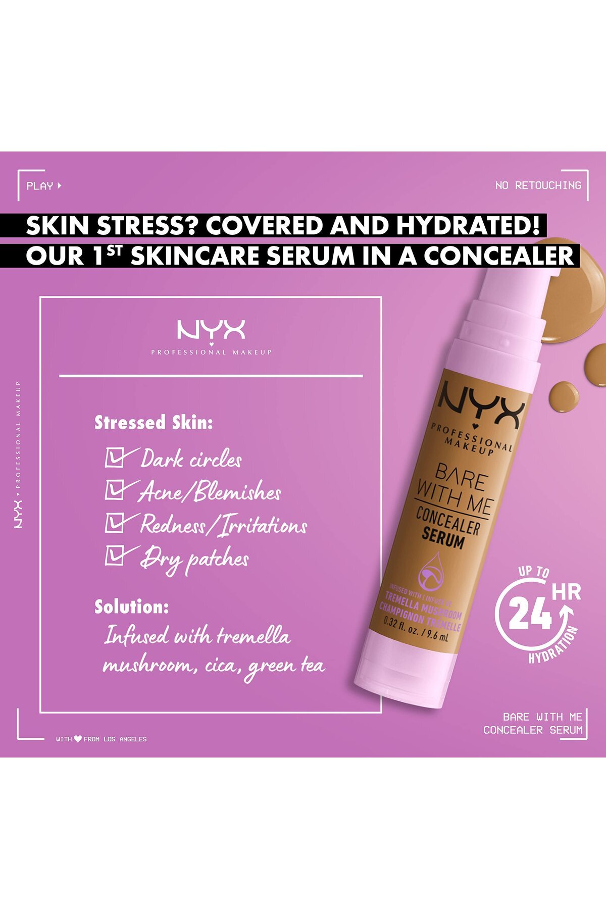 NYX Professional Makeup-Bare With Me Concealer Serum, Concealer Makeup For Up To 24Hr Hydration - Vanilla 2