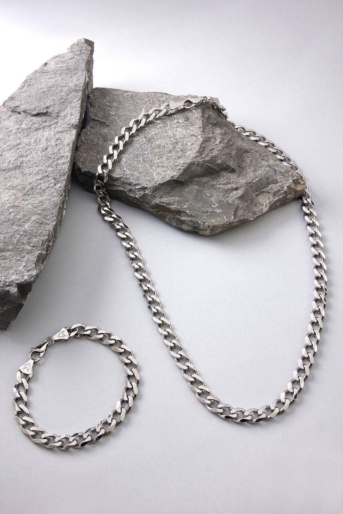 DeFacto-Bransoleta męska DeFacto AtolyeWolf Silver Curb Steel Chain E6141AXNS 5