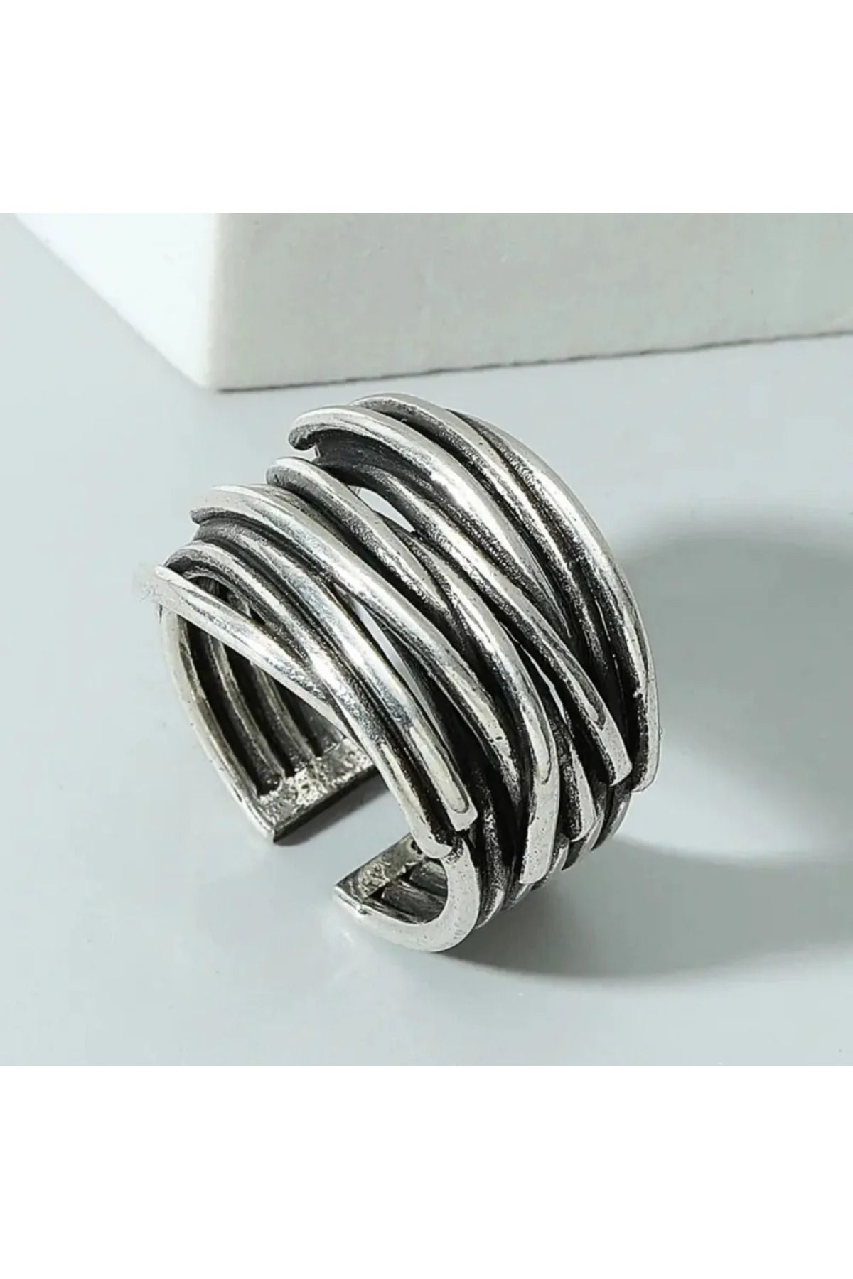 Choice-silver color resizable Simple Multi-layer Winding Ring Fashion Trend Retro Opening Adjustable Ring 1