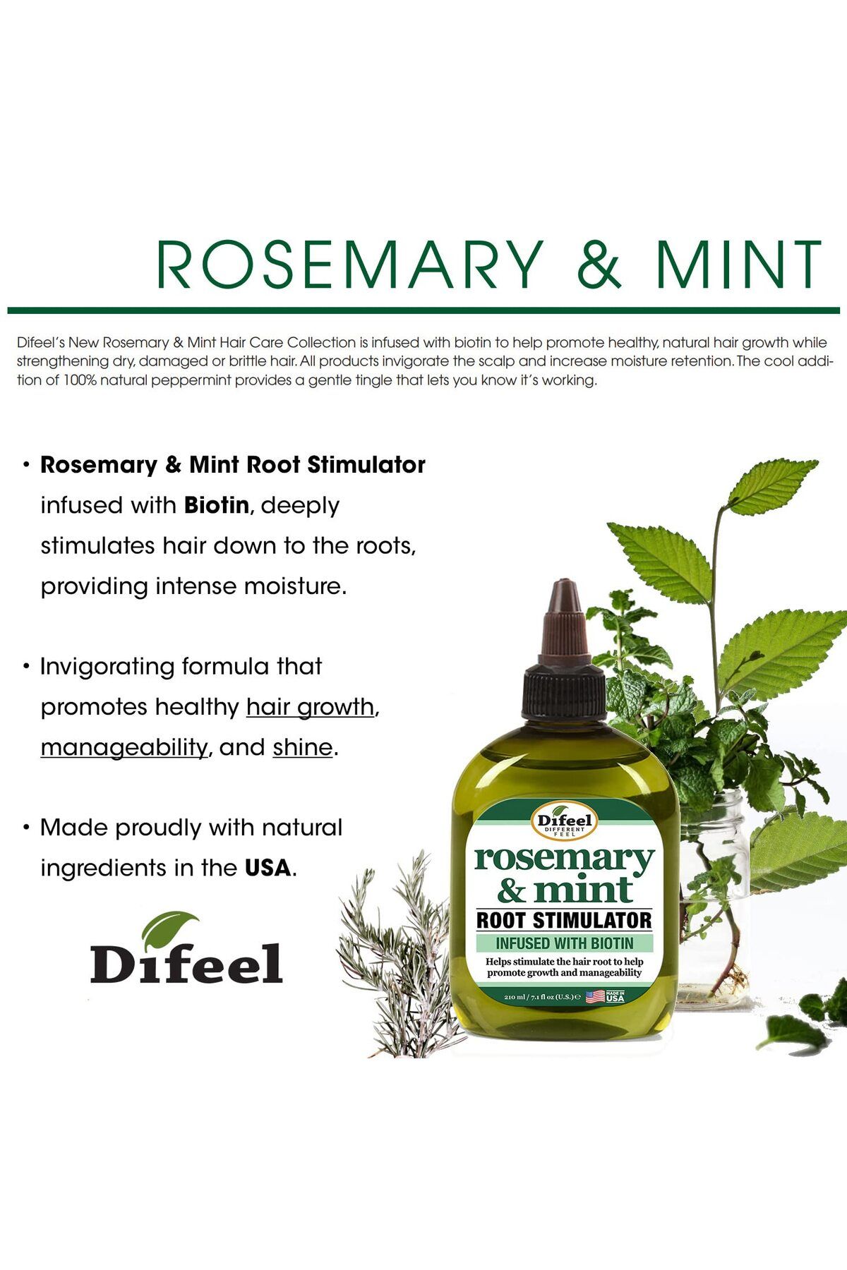 Difeel-Rosemary Mint Root Stimulator Oil with Biotin, 7.1 oz - Hair Growth Scalp Treatment 3