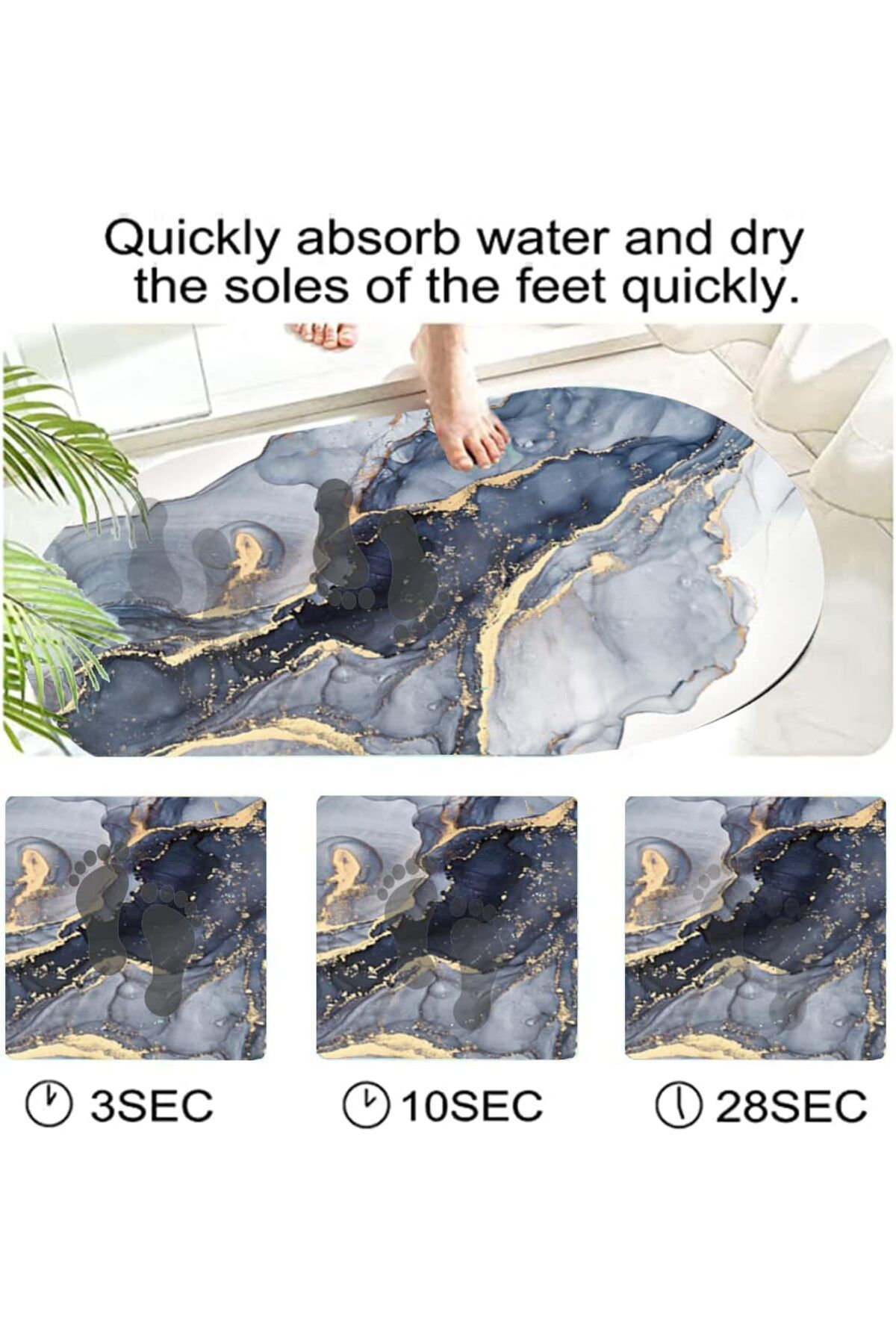 COOYA-Bath Mat Rug, Quick Dry Non-Slip Bathroom Comfort Mat, Super Absorbent, Rubber Backed 3