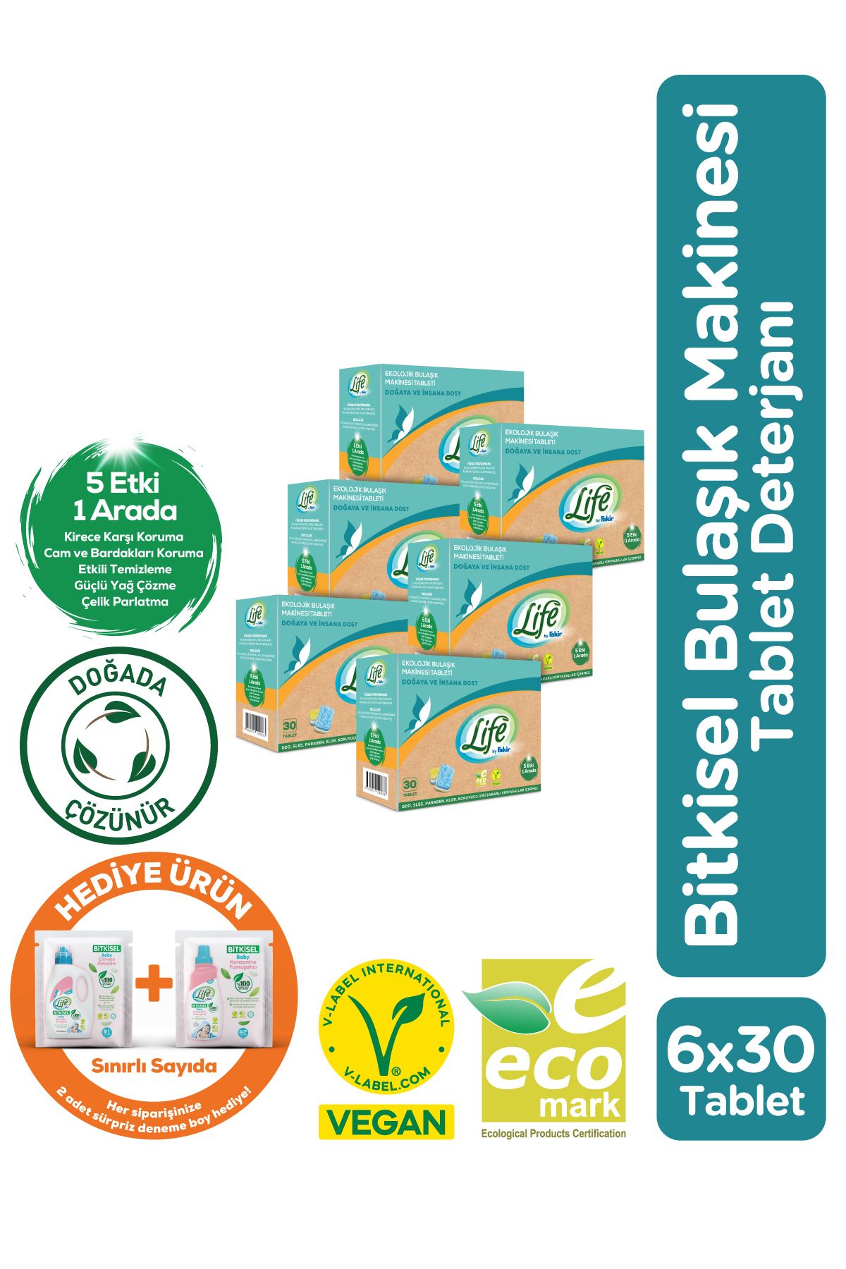 Life by Fakir-Ecological Vegan Dishwasher Detergent 30 Pieces 1