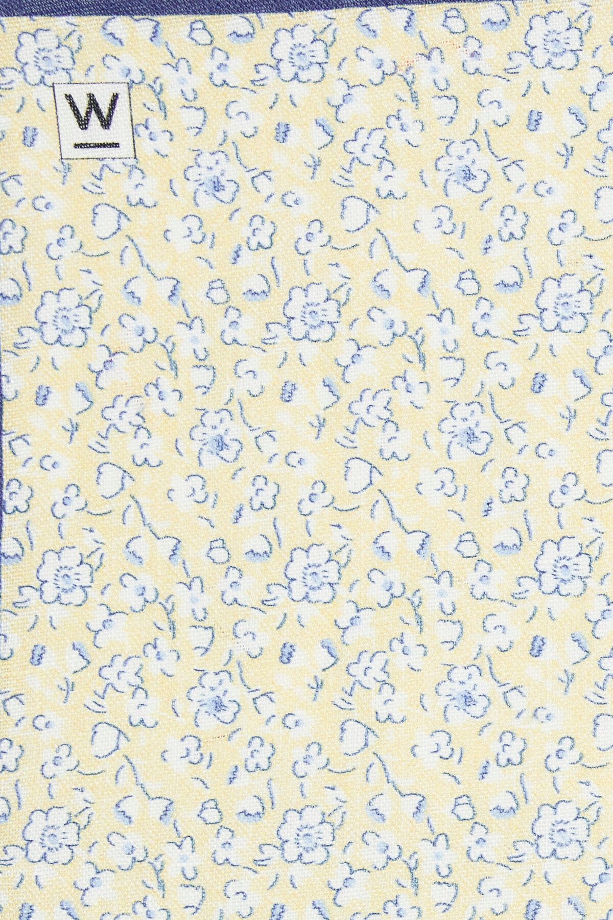 دستمال جیبی زرد مردانه کتانی الگوی اورجینال W Collection