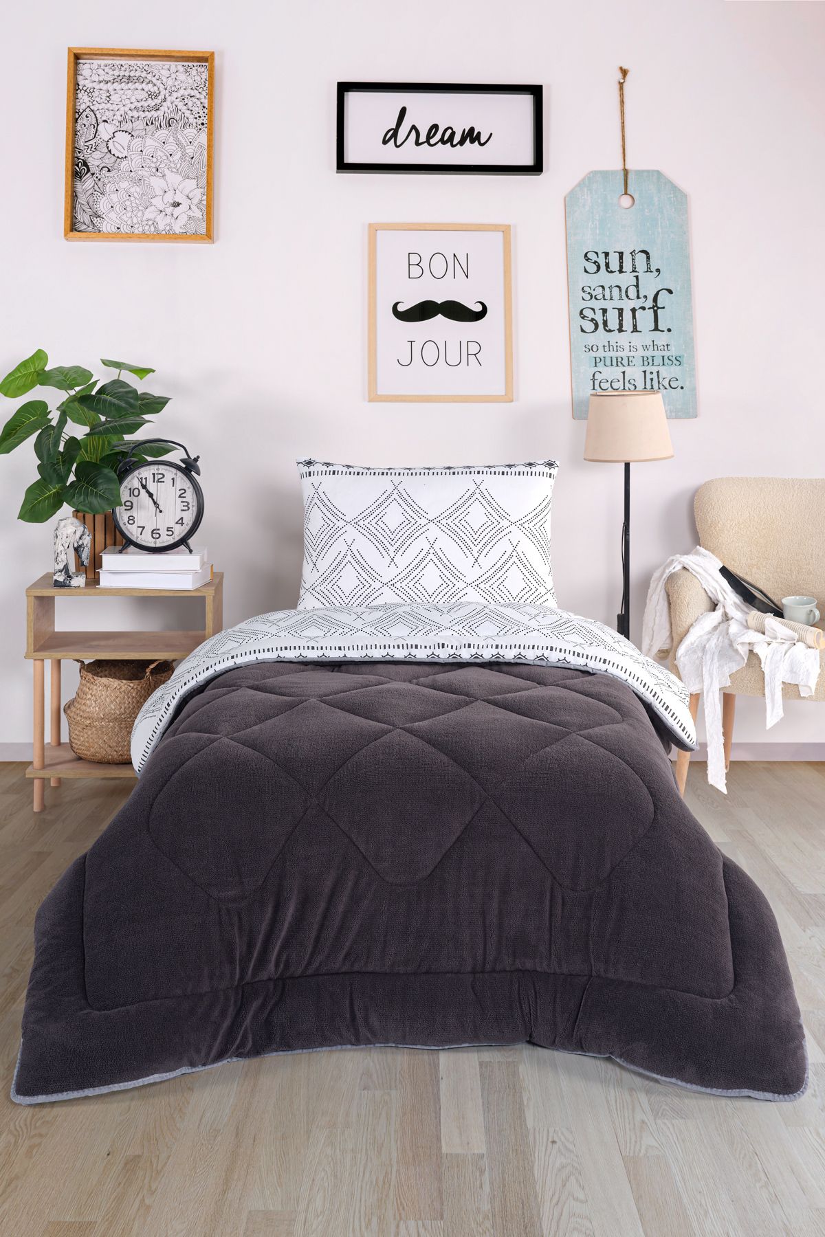 Eponj Home-Single Comfort Set New Generation Wellsoft Quilt 2 Piece Lima Anthracite 3