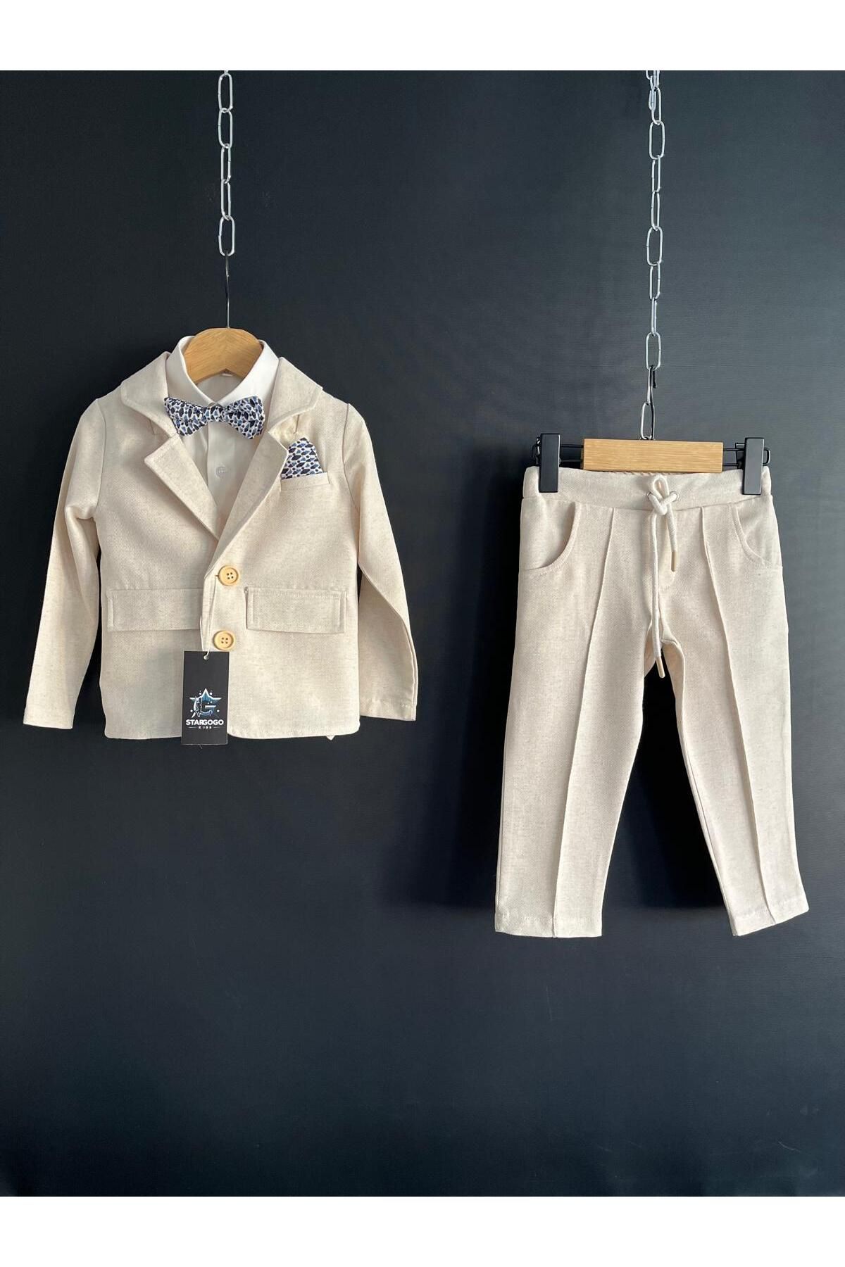 STAR GOGO KİDS-Boy's Organic Linen Suit for Halloween, Wedding, Special Day 2