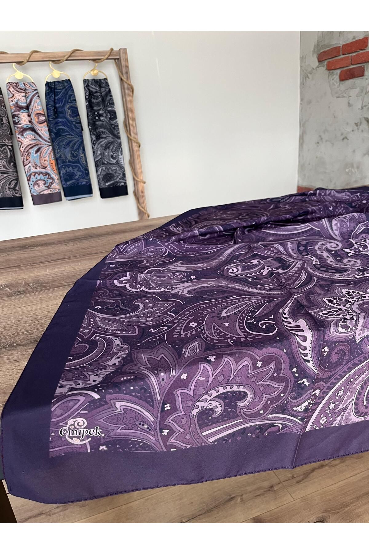 Merwiss-Ethnic Patterned Soft Cotton Purple Shawl 3