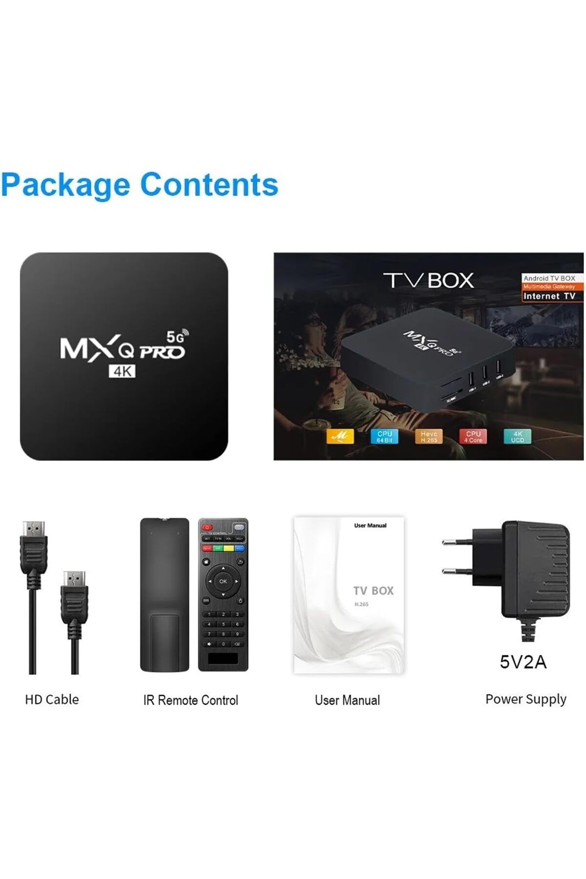 COOYA-MXQ Pro  TV Box,5G Android 12.1,HD 3D 2.4G/5G WiFi Quad Core,Smart Home Media Player,4K 8