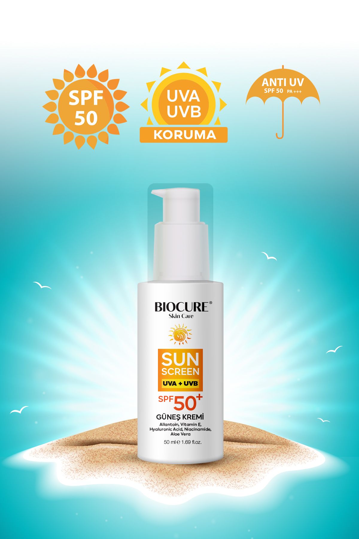 Biocure-SPF 50+ Sunscreen Face Cream - UVA + UVB Protector, 50ml 3