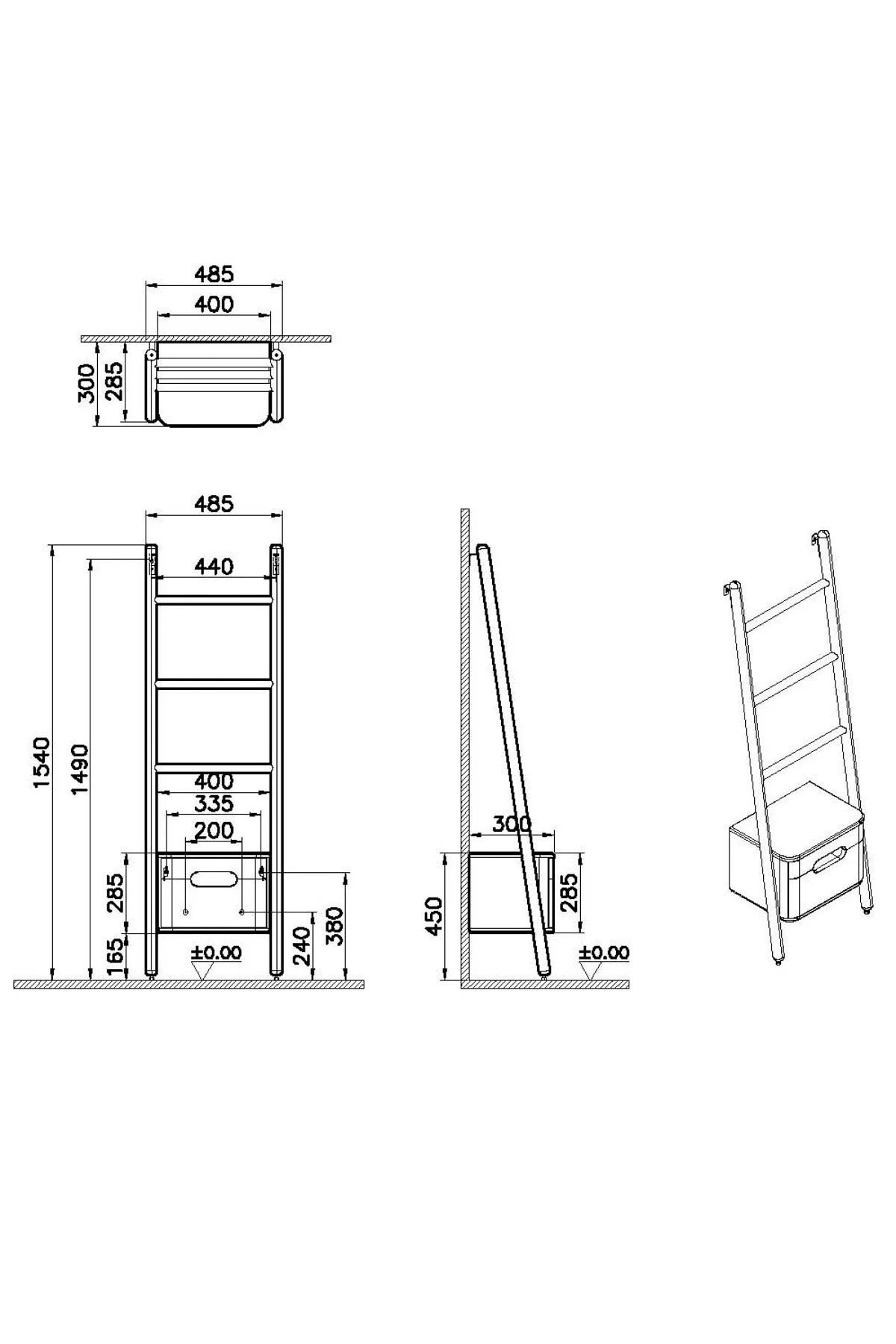 VitrA-Suport vertical alb tip scara pentru prosop baie, cu sertat, culoare mat 2