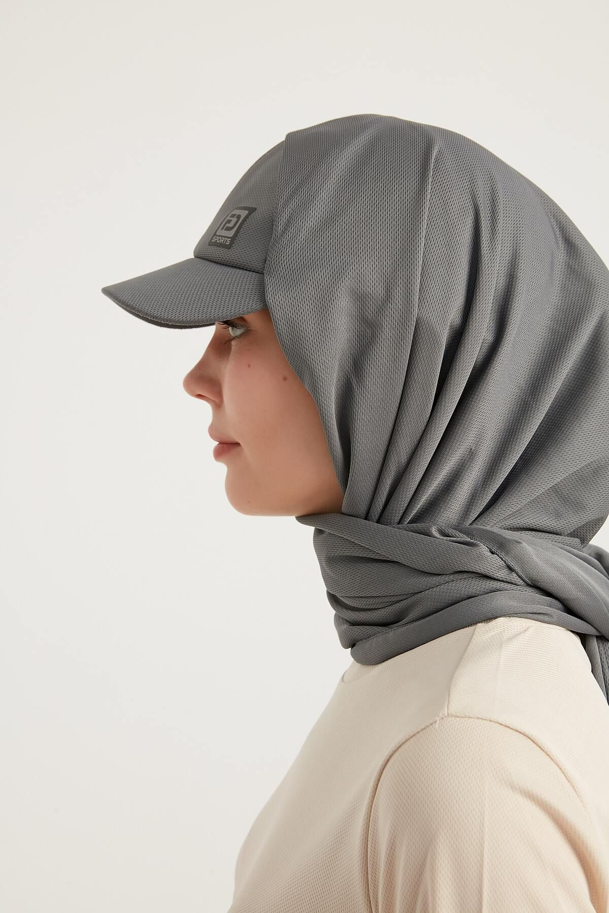 FD SPORTS-Gray Style-hijab Cap Sports Shawl 5