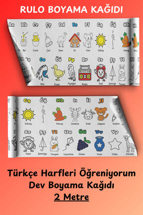 Sapphireworks Harfleri Öğreniyorum Eğitici Dev Boyama Kağıdı 2 Metre