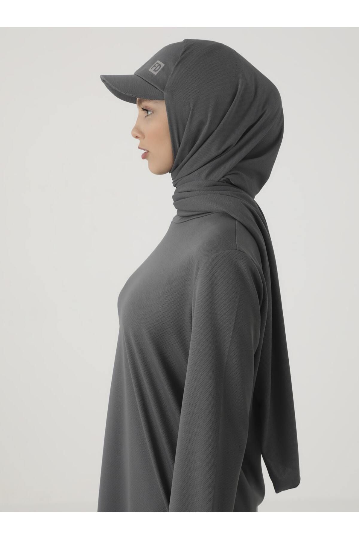 FD SPORTS-Gray Style-hijab Cap Sports Shawl 3