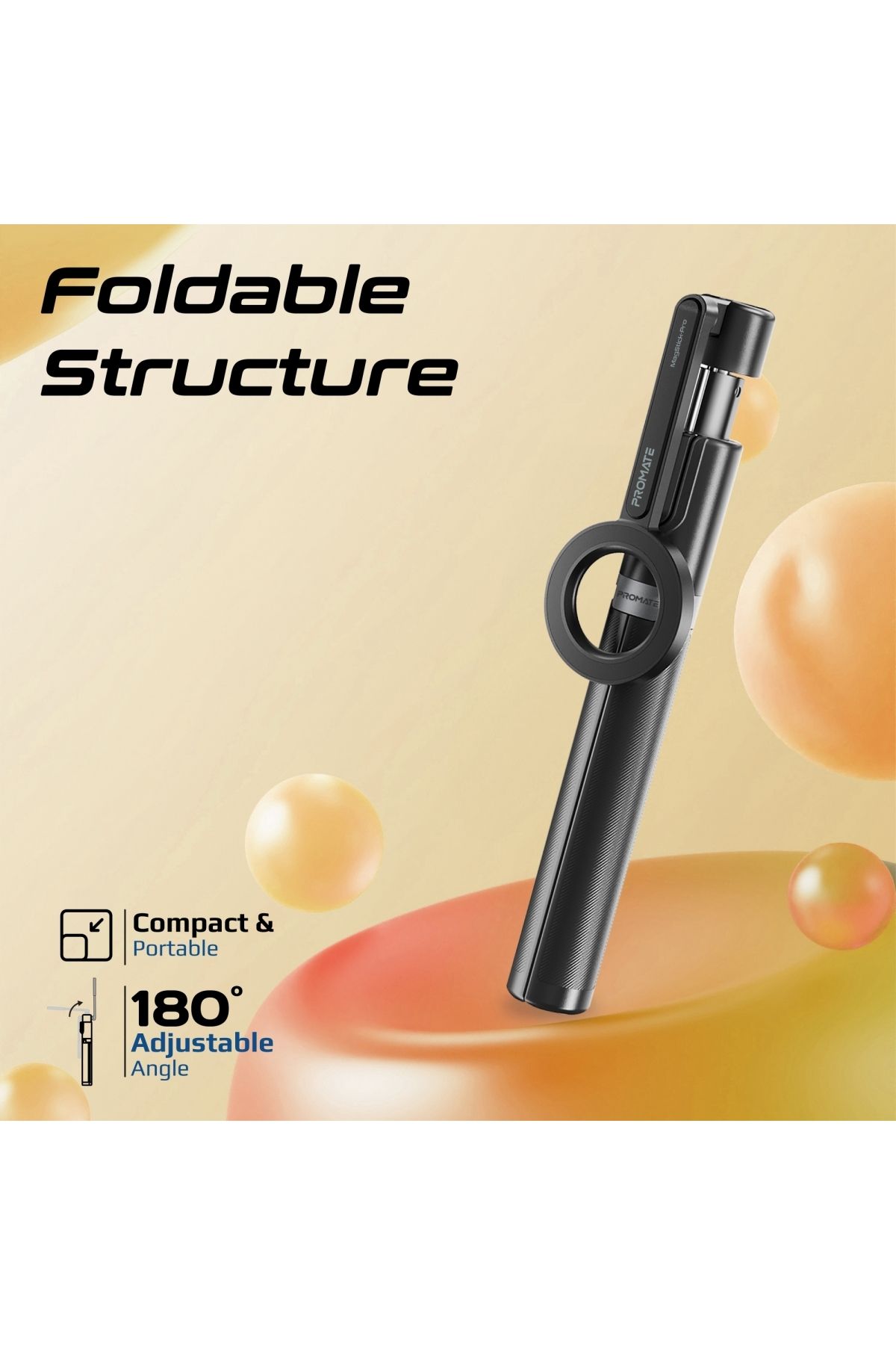 Promate-Universal Selfie Stick with Integrated Tripod Stand, 10m and Built-In Remote Controller 4