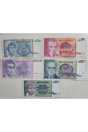 Edi Antik 5 Adet Yugoslav Dinarı 1992 Temiz Tam Set Yugoslav Para Seti