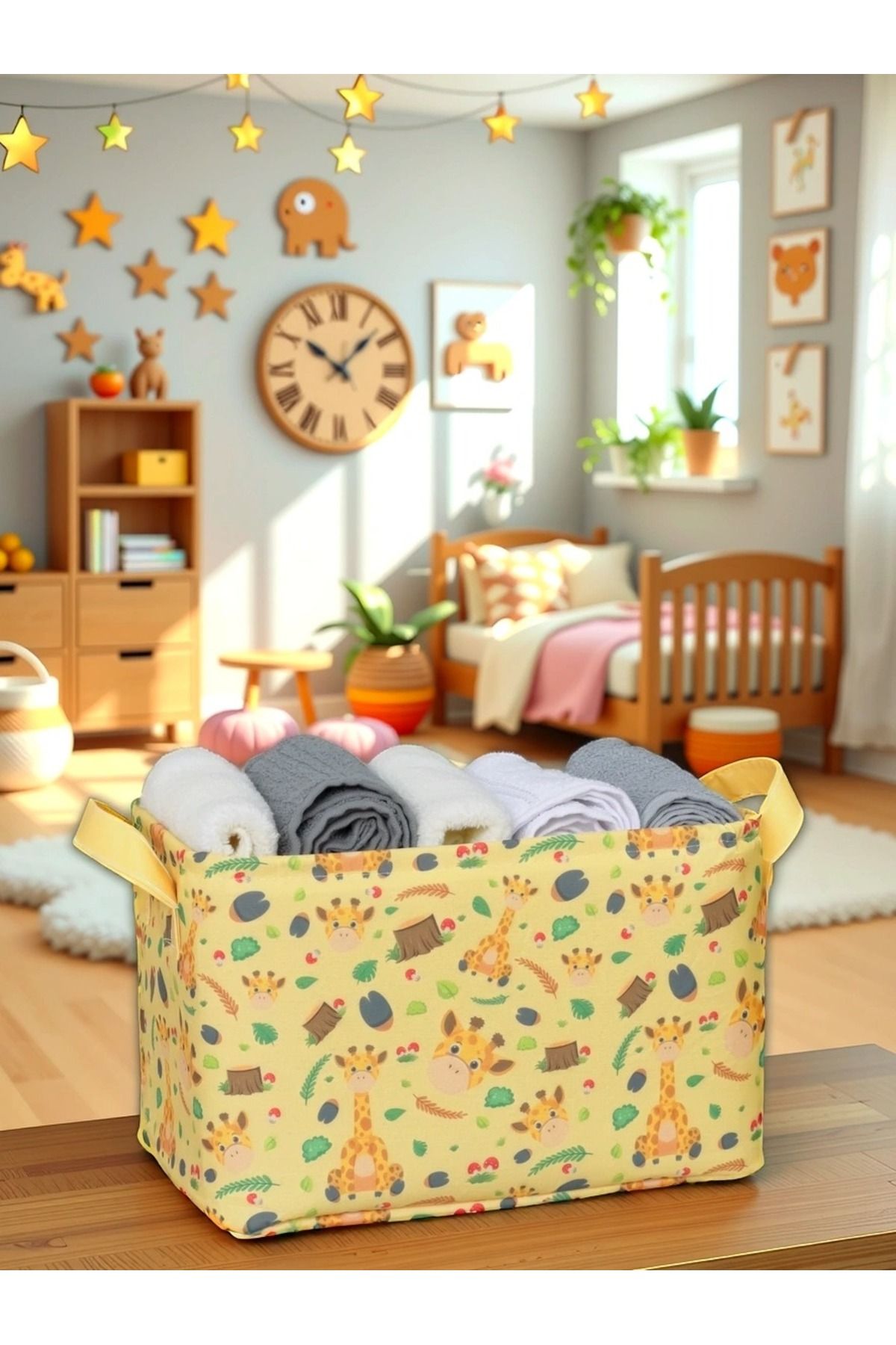 PRENDİ HOME-الزرافة منقوشة متعددة الأغراض خزانة منظم ديكور مستطيل سلة تنظيمية 30 × 22 × 18 2
