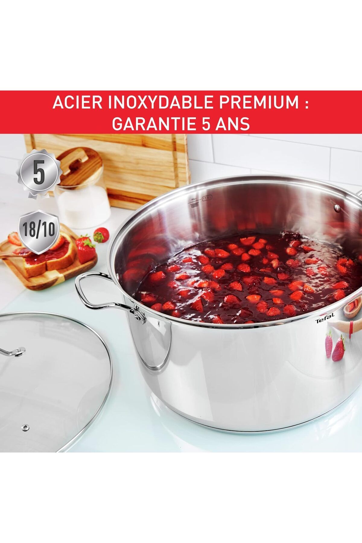 TEFAL-قدر طهي Intuition XL | 36 سم | ستانلس ستيل ممتاز 18/10 | مقاس XL | مقابض قوية | B8647504 4