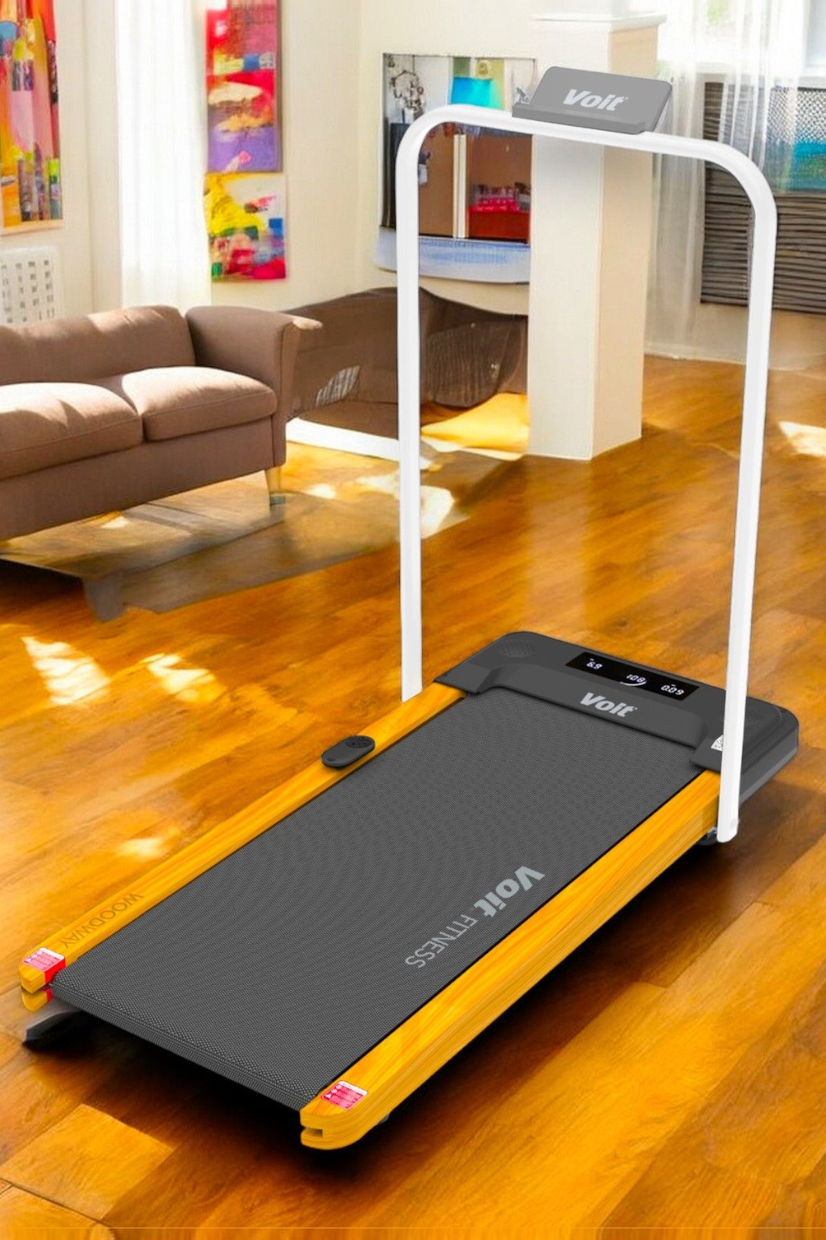 Voit Woodway Ultra Ince Tutma Kollu Koşu Bandı, Uzaktan Kumandalı, Bluetooth Uygulamalı, Sessiz Çalışır