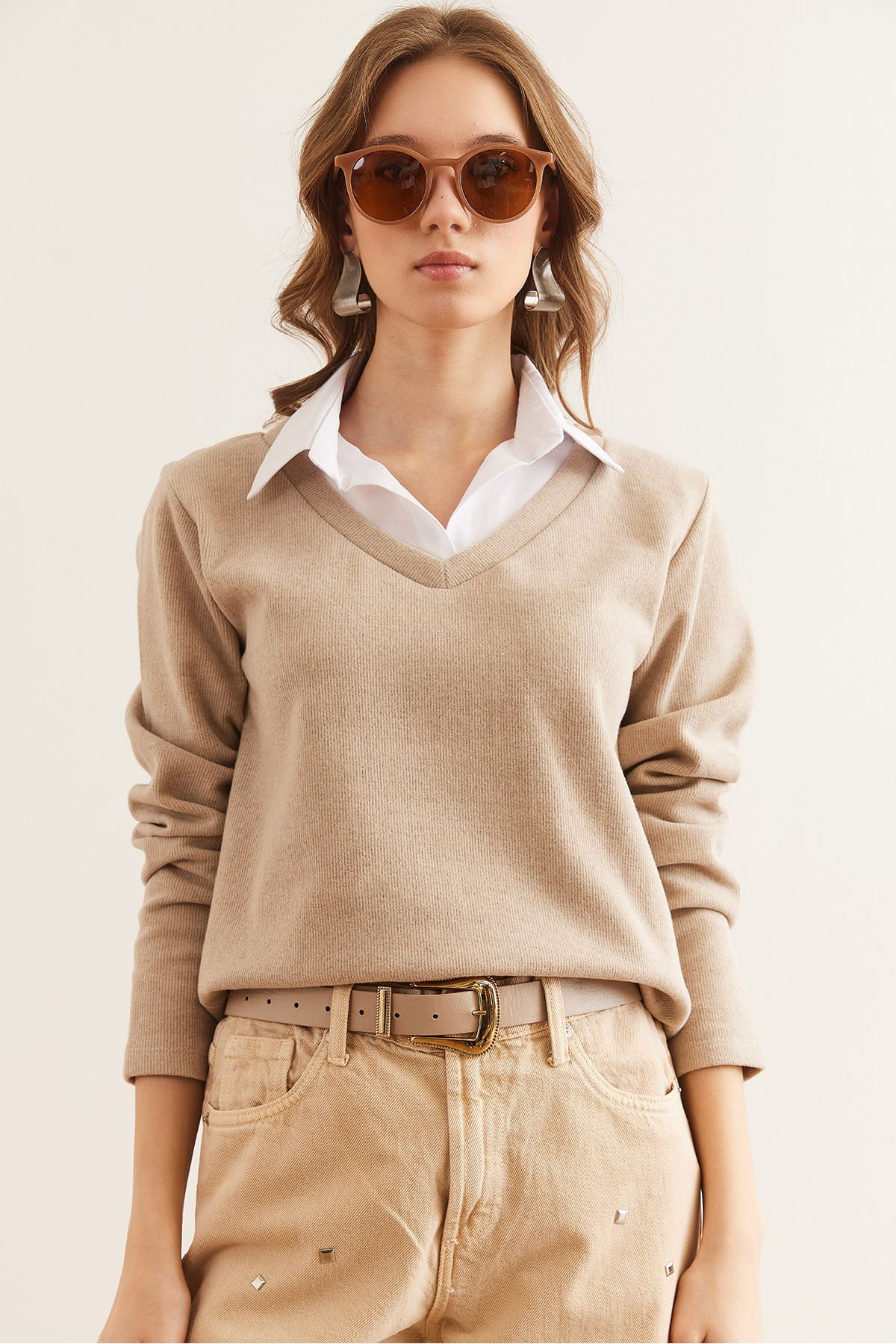 Olalook Жіноча блузка з коміром Tas Сорочка детальний комір Салоніки BLZ19002777