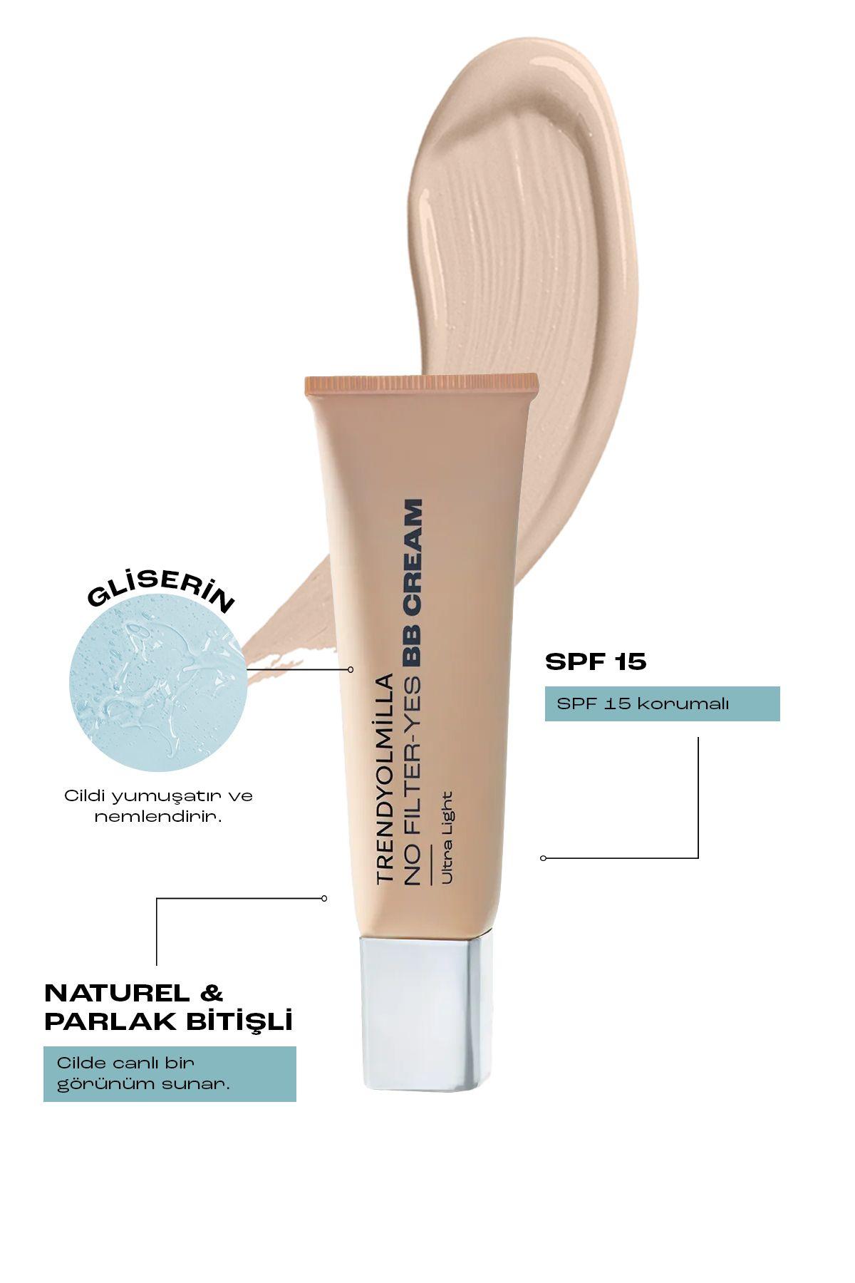 Trendyolmilla Beauty-Εξαιρετικά ελαφριά φυσική και φωτεινή κρέμα BB Finish - SPF 15, Fair To Light-101 TKZAW25LJ00000 2