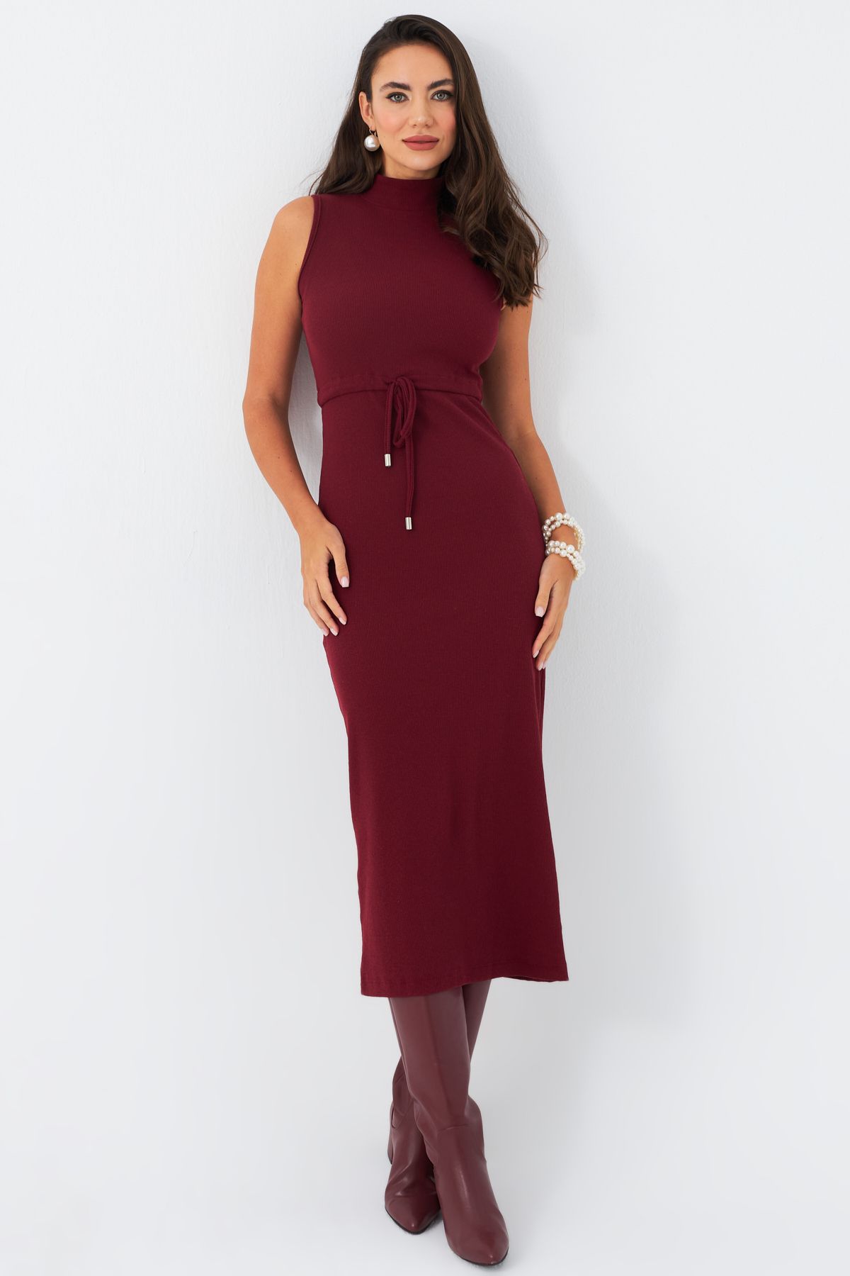 Cool & Modest-Γυναικείο Maxi Φόρεμα - Claret Red Camisole MEY2924 5