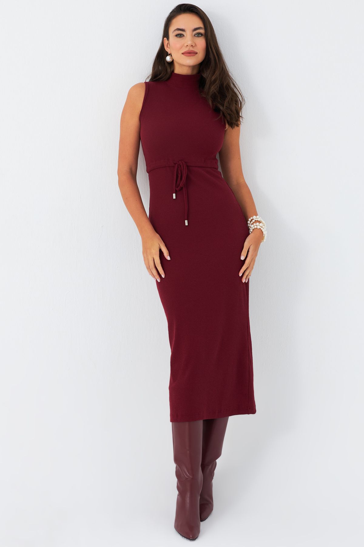 Cool & Modest-Γυναικείο Maxi Φόρεμα - Claret Red Camisole MEY2924 3
