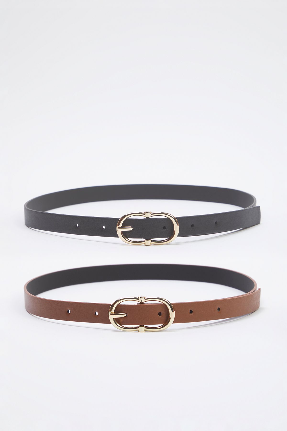 Trendyol Collection-Black-Tan 2 Pack Leather Look Women's Belt Twoss25Ke00008 1