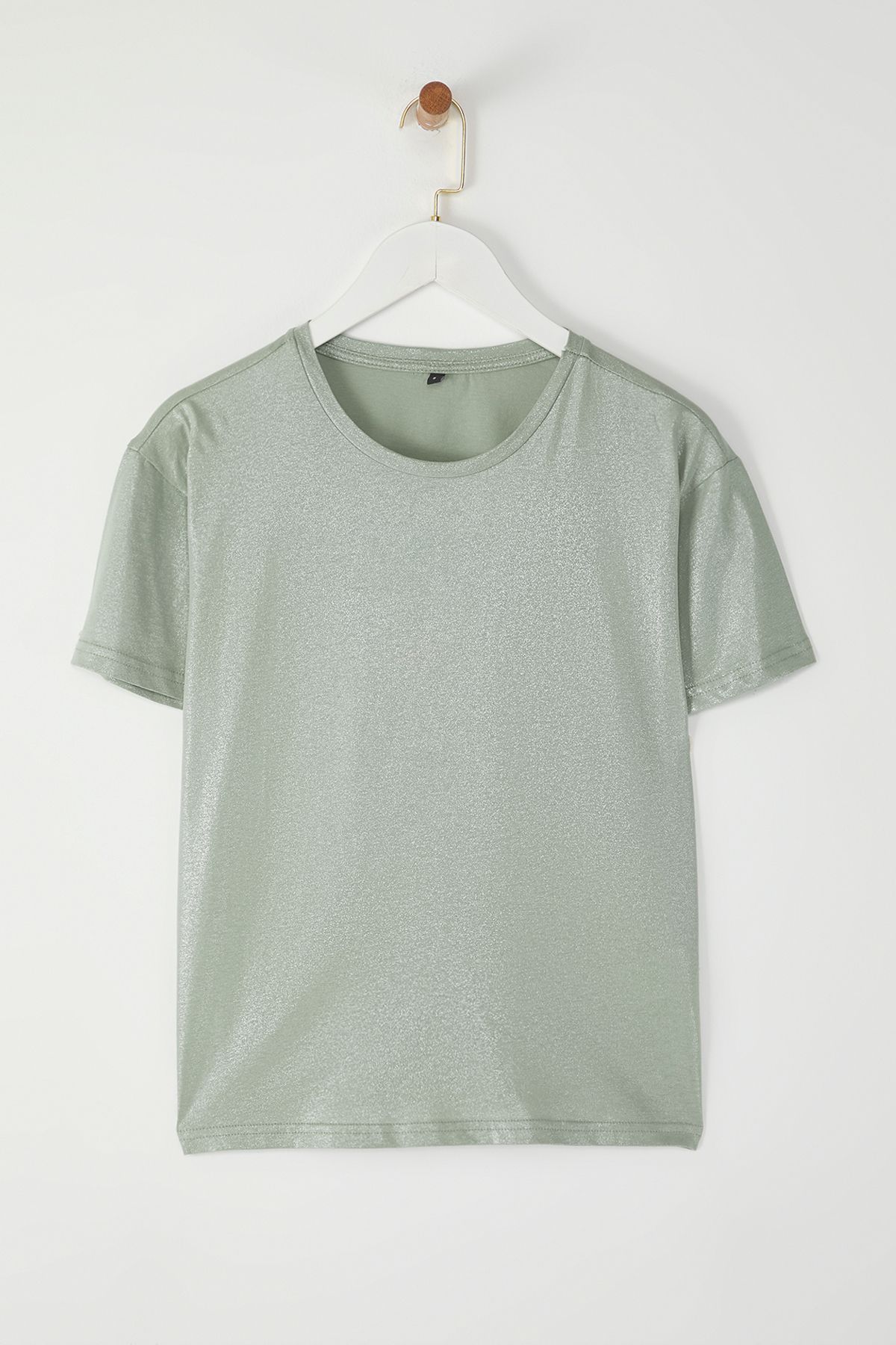 Trendyol Collection-Light Khaki Knitted Blouse with Leaf Print - Regular Fit Twoss24Bz00097 5