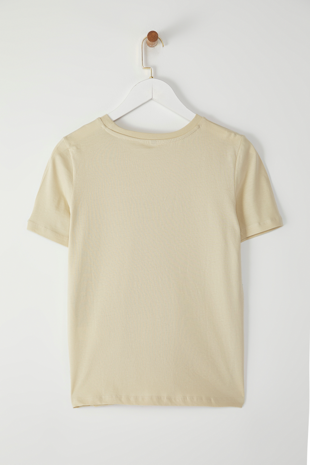 Trendyolmilla  Taş %100 Pamuk Slogan Baskılı Relaxed/Rahat Kesim Basic Bisiklet Yaka Örme T-Shirt TWOSS20TS0207 - Görsel 6