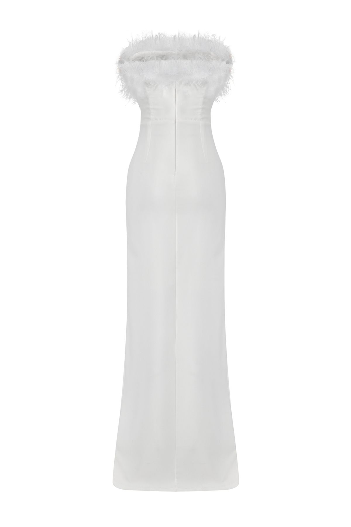 Trendyol Collection-Weißes, figurbetontes, gefüttertes, langes Abendkleid für die Hochzeit/Hochzeit, Abschlusskleid TPRSS22AE0095 7